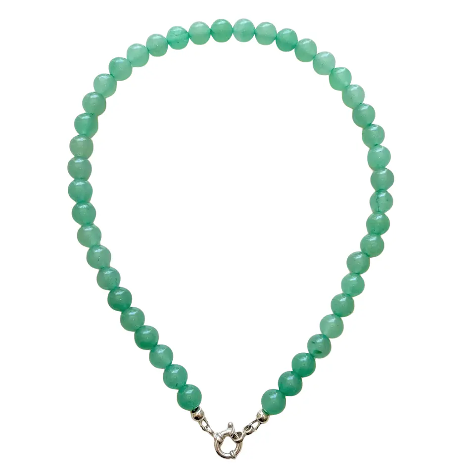 Gargantilla choker jade verde natural plata 925 Terranova 1