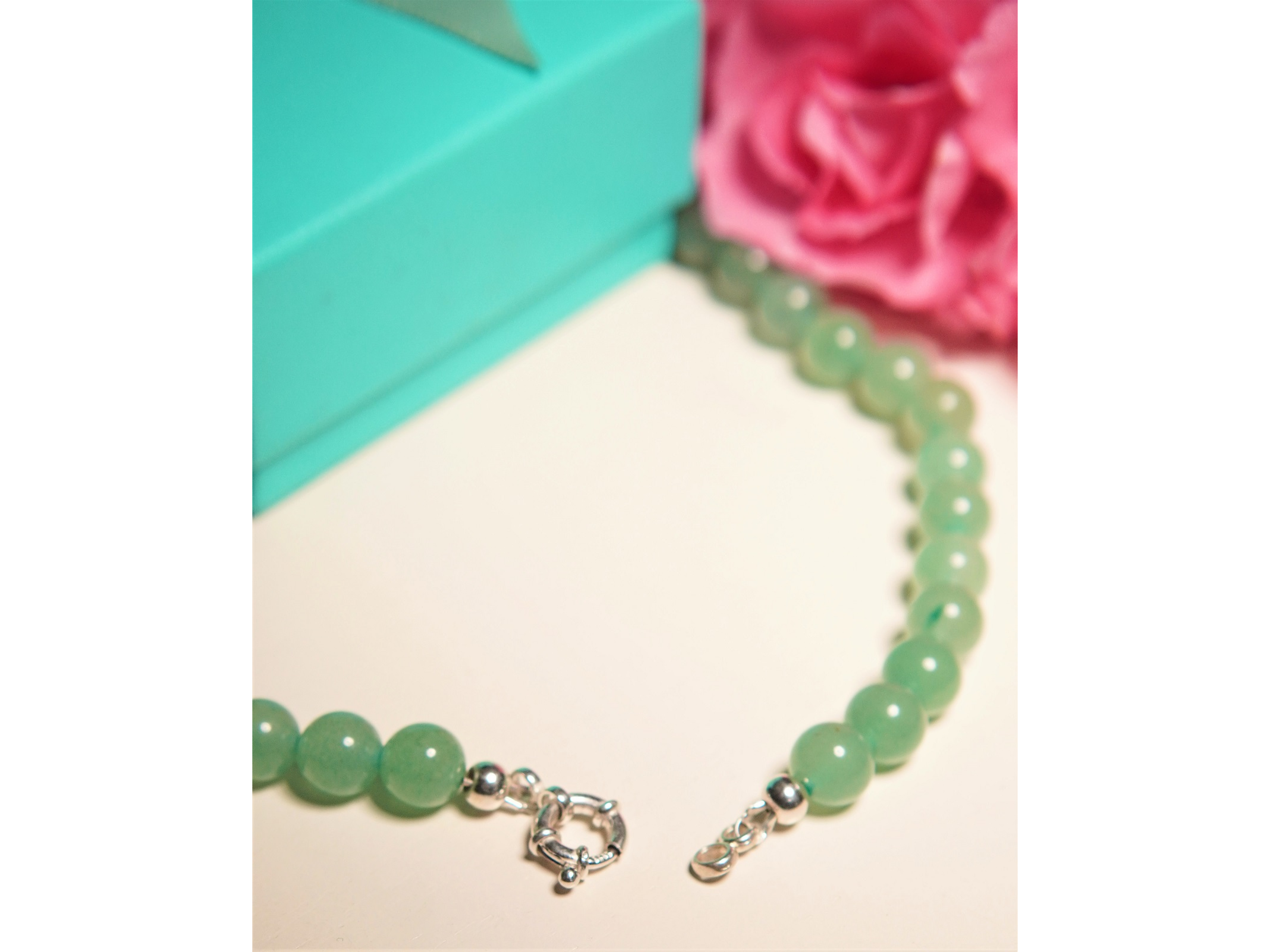Gargantilla choker jade natural plata 925 Terranova 2