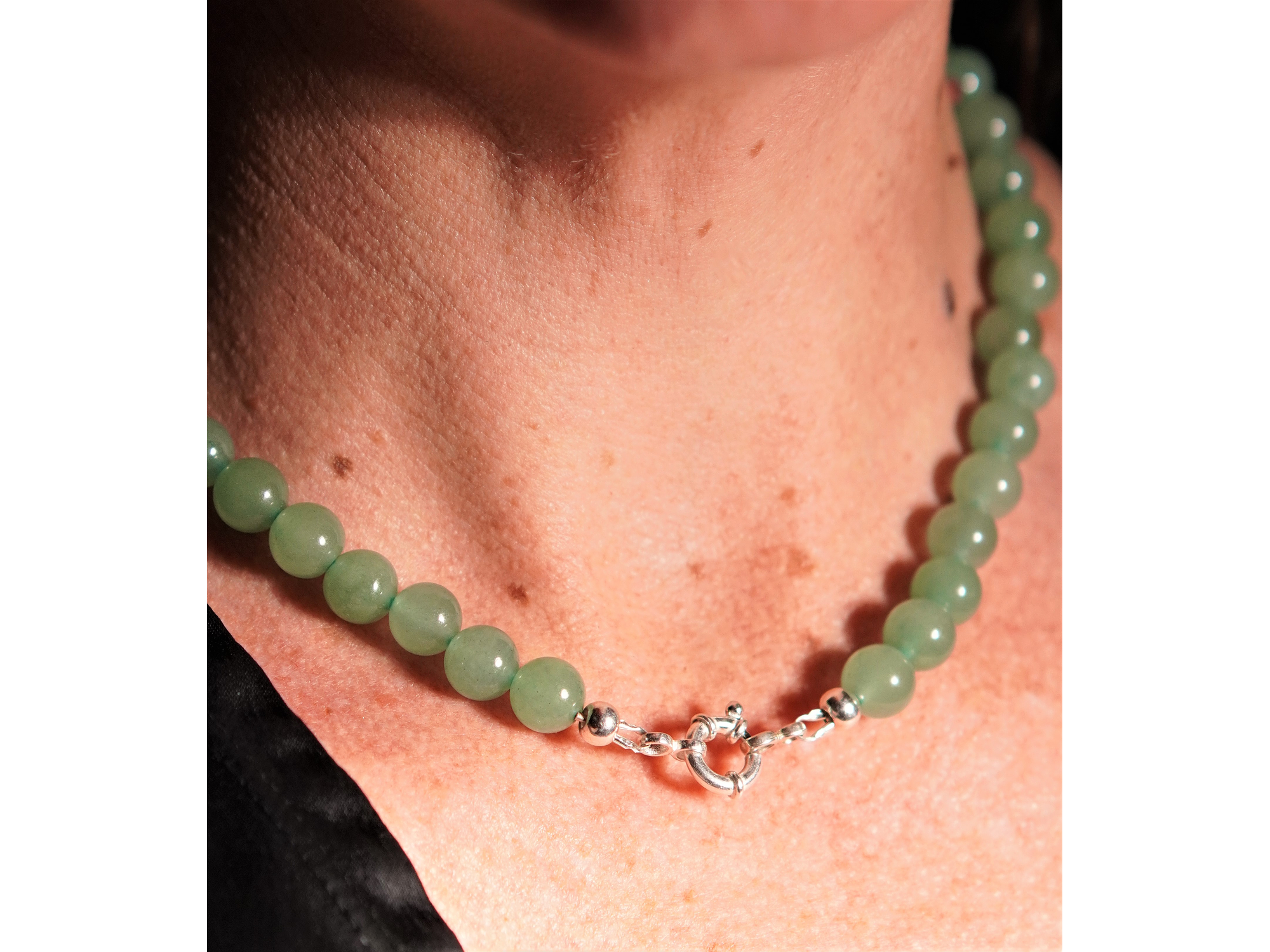 Gargantilla choker jade natural plata 925 Terranova 3