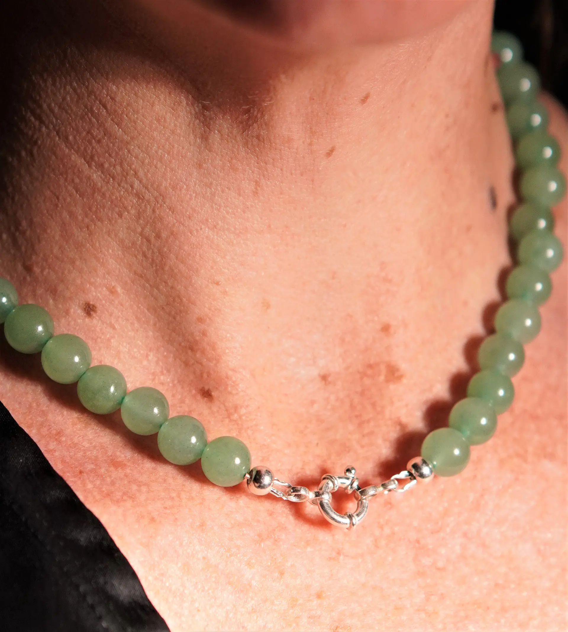 Gargantilla choker jade verde natural plata 925 Terranova 3