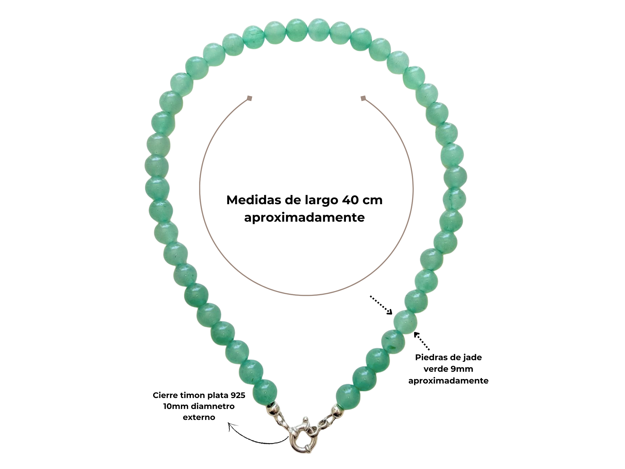 Gargantilla choker jade natural plata 925 Terranova 5
