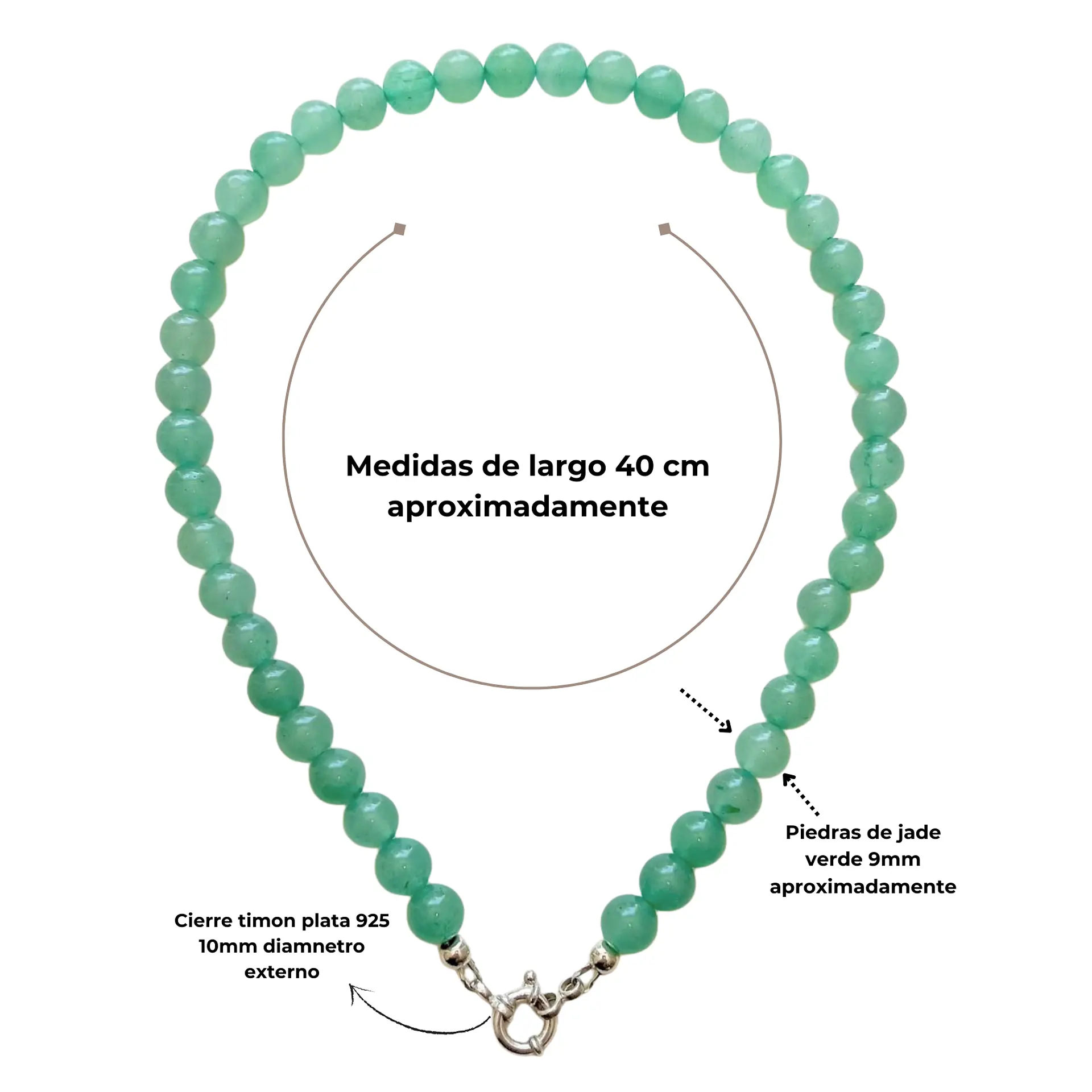 Gargantilla choker jade verde natural plata 925 Terranova 5