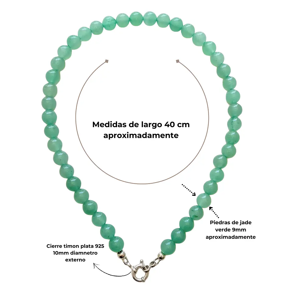 Gargantilla choker jade verde natural plata 925 Terranova 5