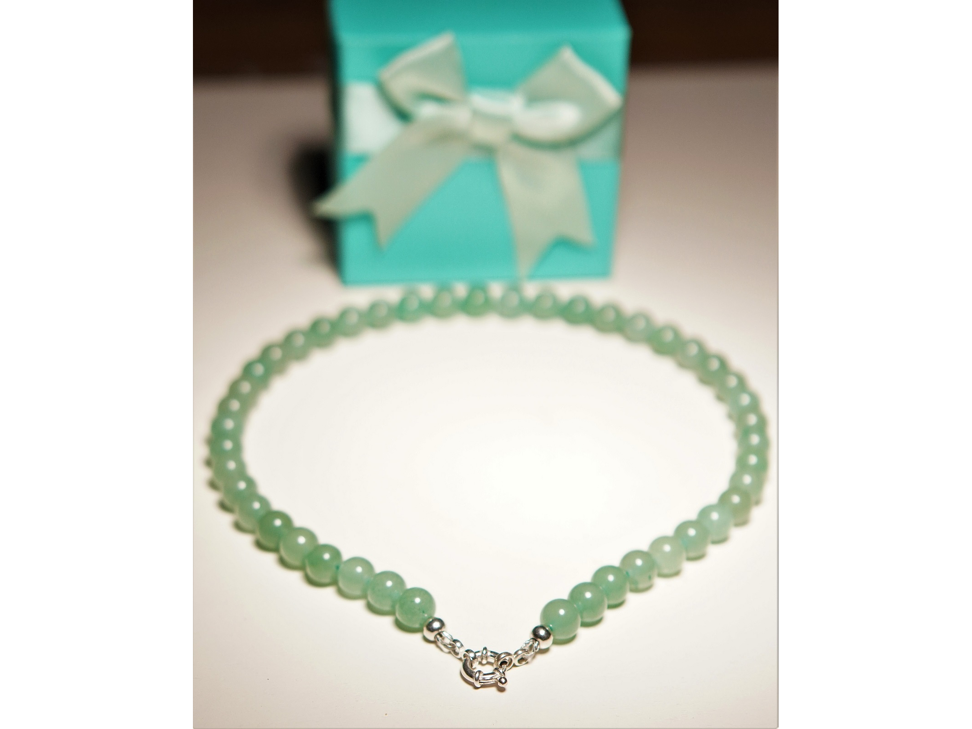 Gargantilla choker jade natural plata 925 Terranova 6