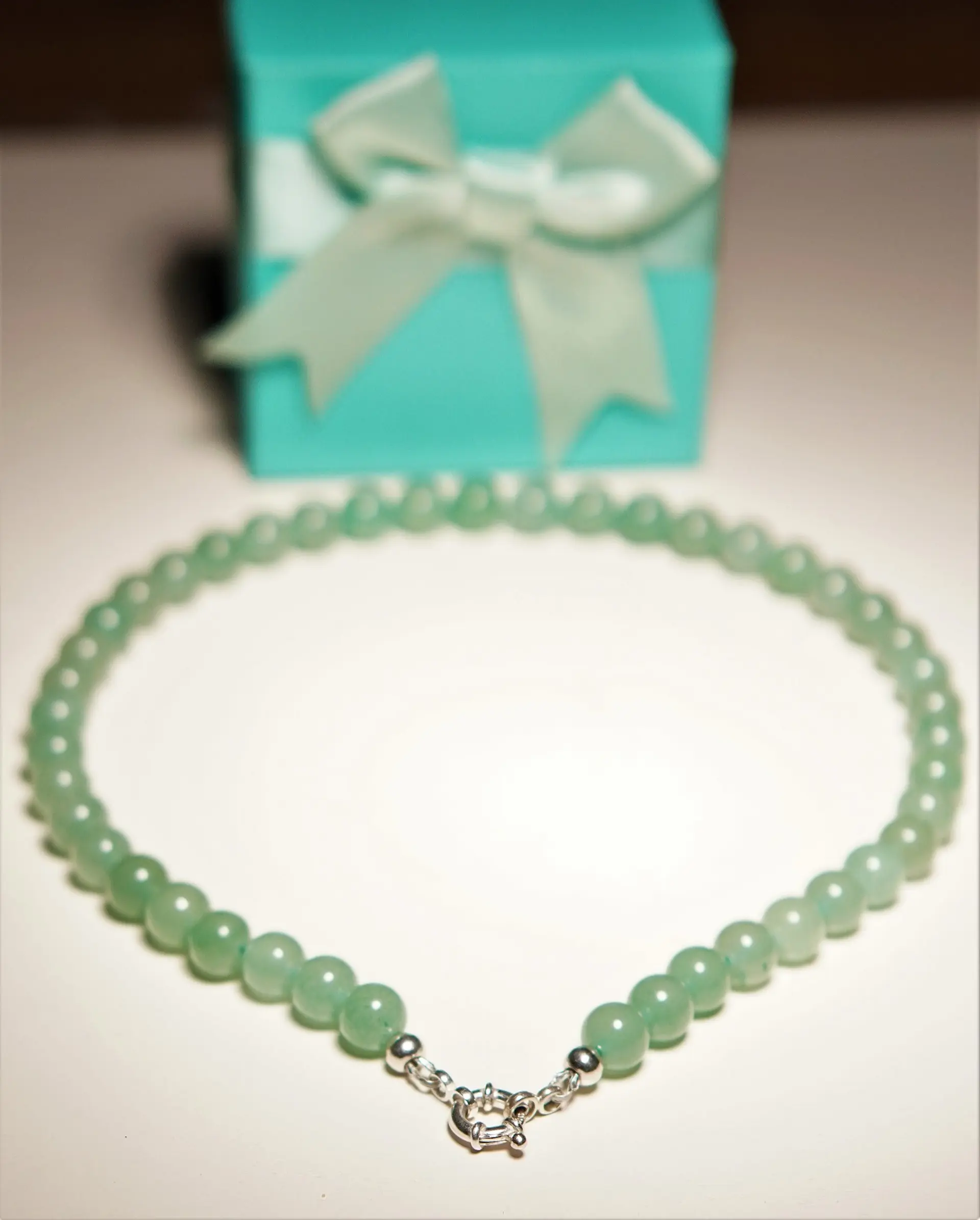 Gargantilla choker jade verde natural plata 925 Terranova 6