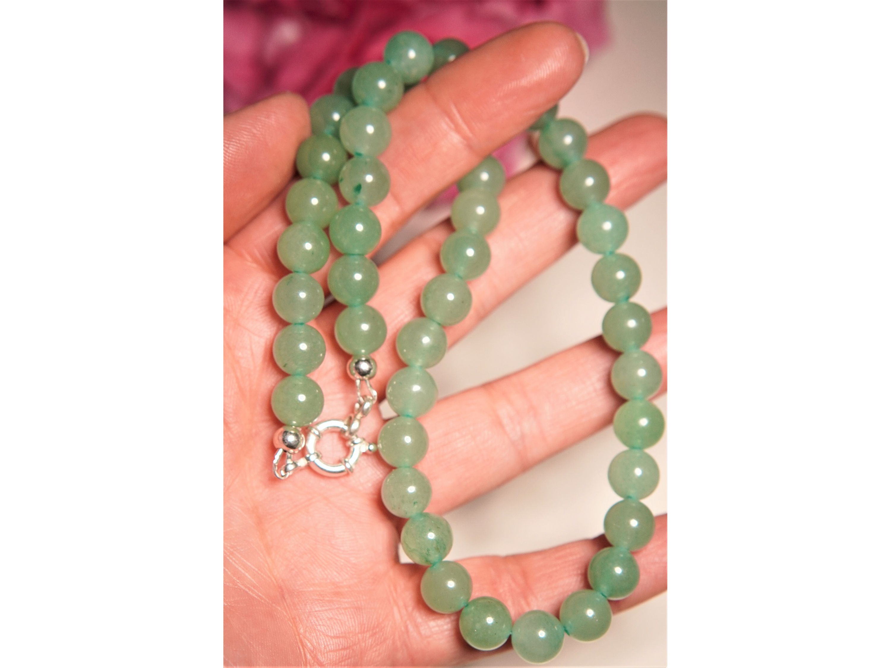 Gargantilla choker jade natural plata 925 Terranova 7
