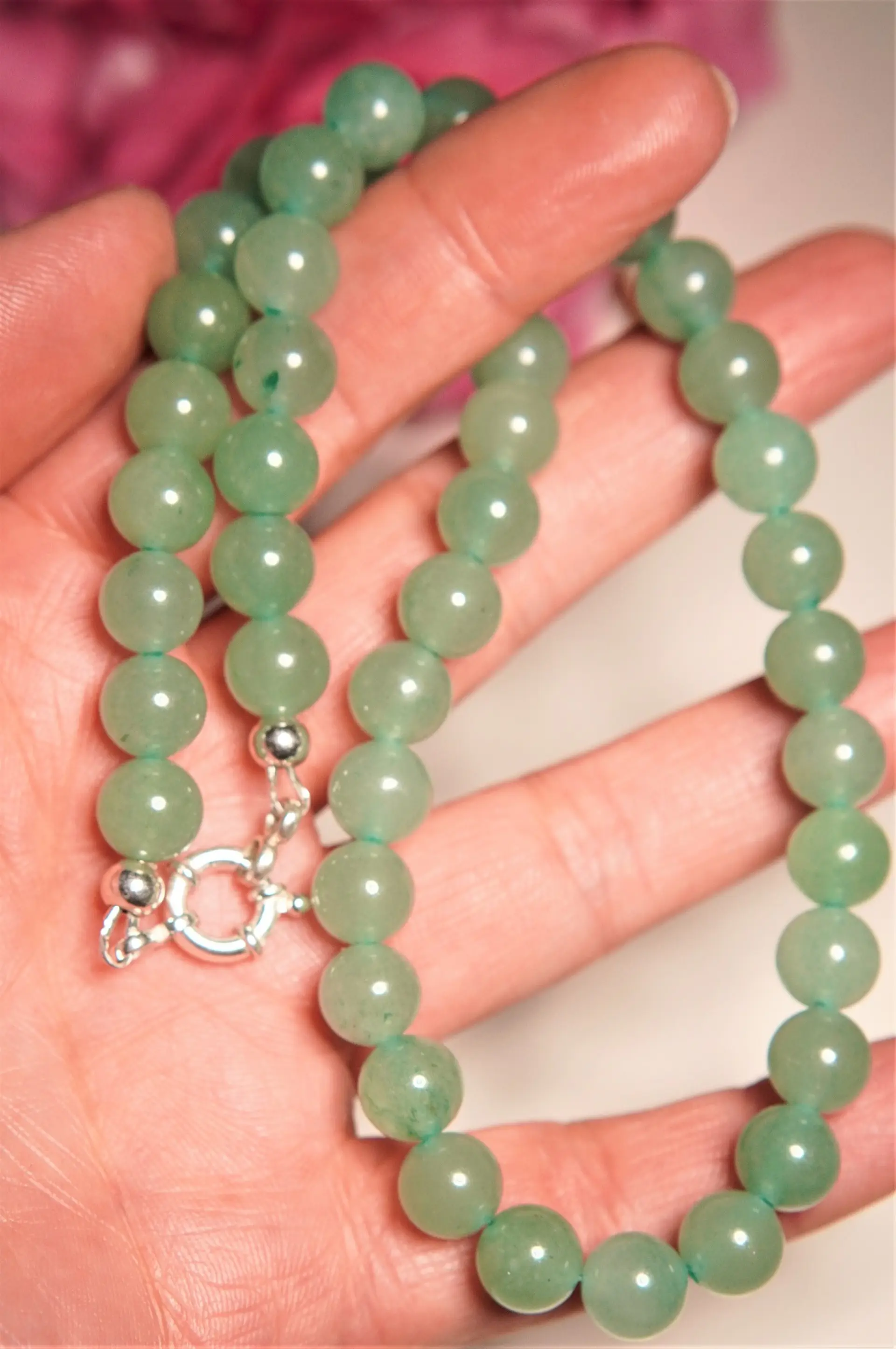 Gargantilla choker jade verde natural plata 925 Terranova 7
