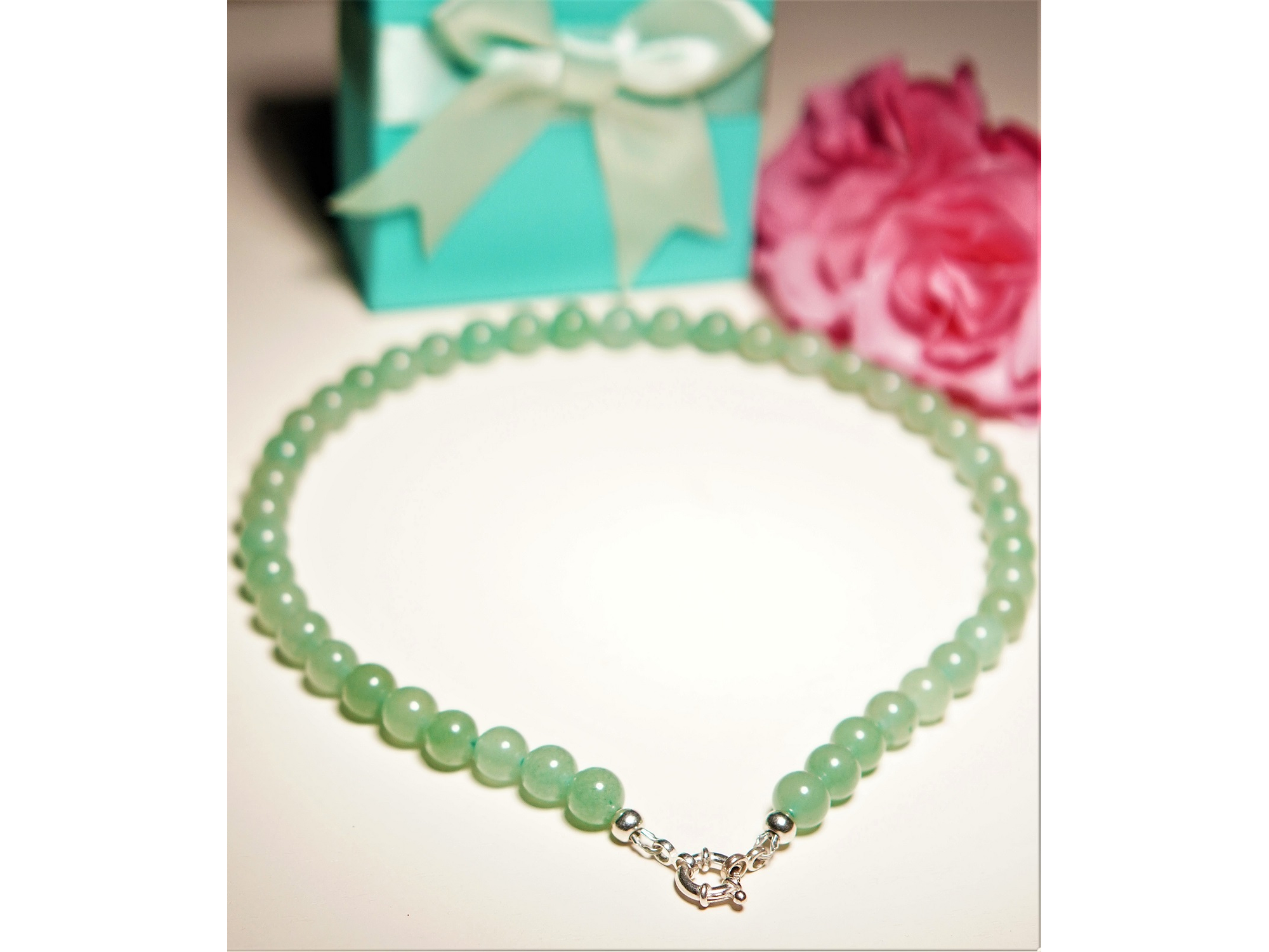 Gargantilla choker jade natural plata 925 Terranova 9