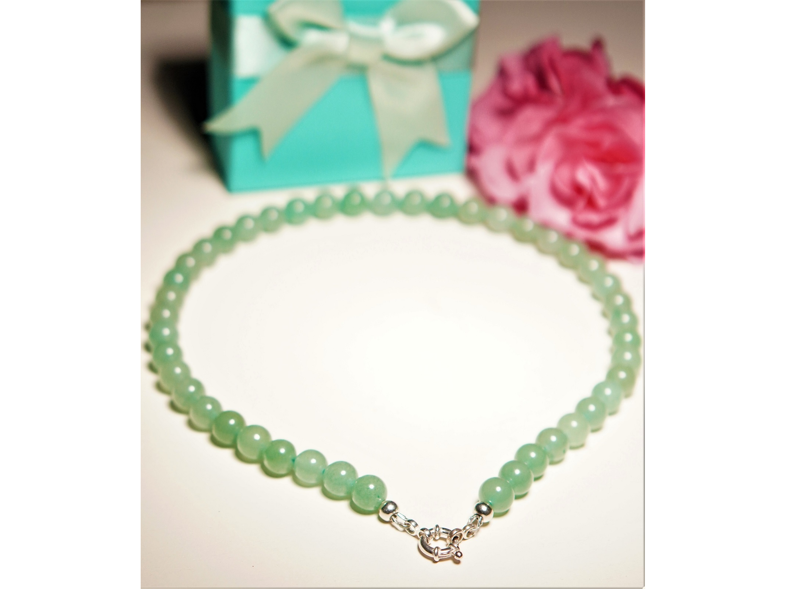 Gargantilla choker jade natural plata 925 Terranova 9