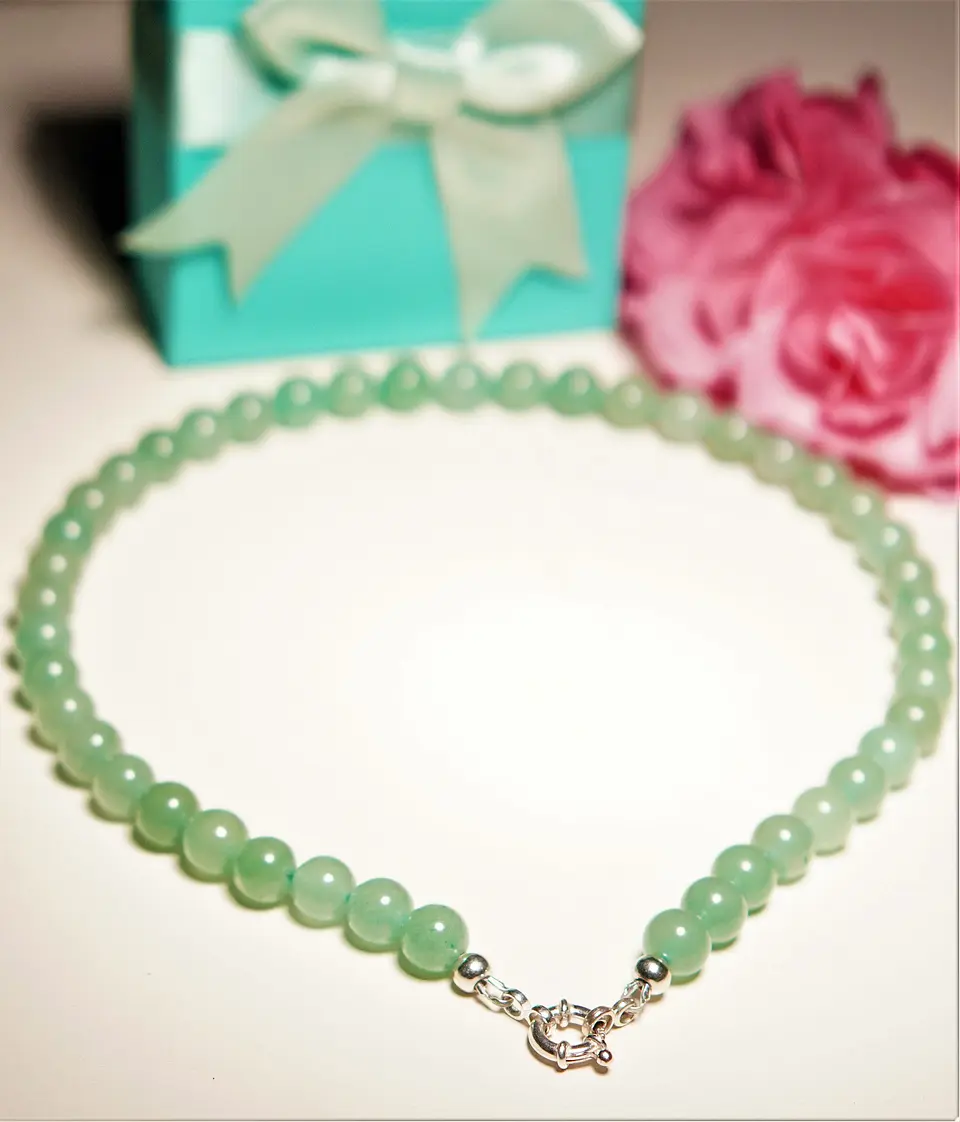 Gargantilla choker jade verde natural plata 925 Terranova 9