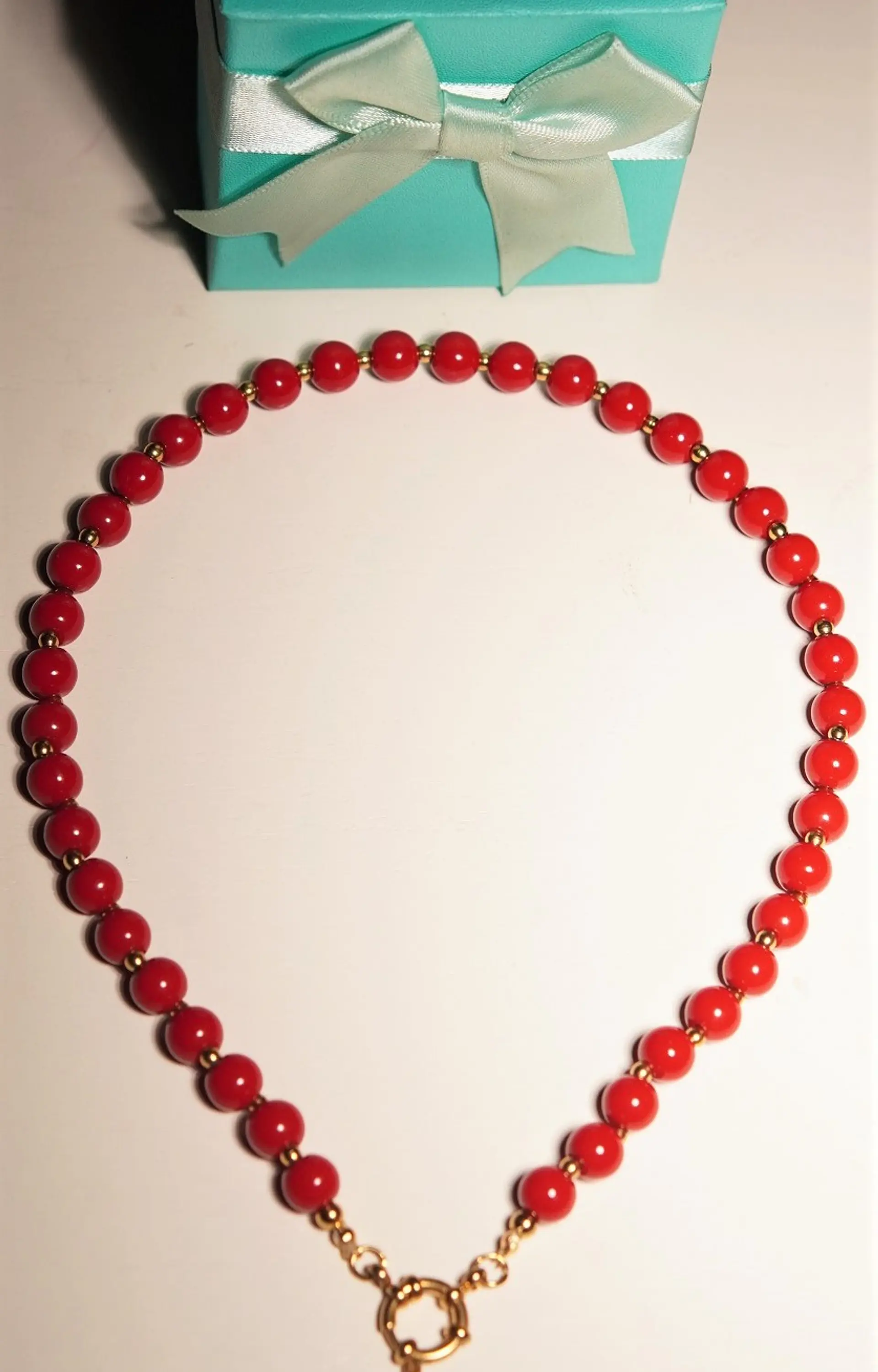 Gargantilla choker jade rojo natural chapado en oro 18k Terranova 2