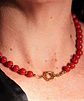 Gargantilla choker jade rojo natural chapado en oro 18k Terranova - Miniatura 3