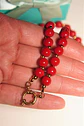 Gargantilla choker jade rojo natural chapado en oro 18k Terranova - Miniatura 6