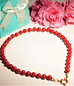 Gargantilla choker jade rojo natural chapado en oro 18k Terranova - Miniatura 5