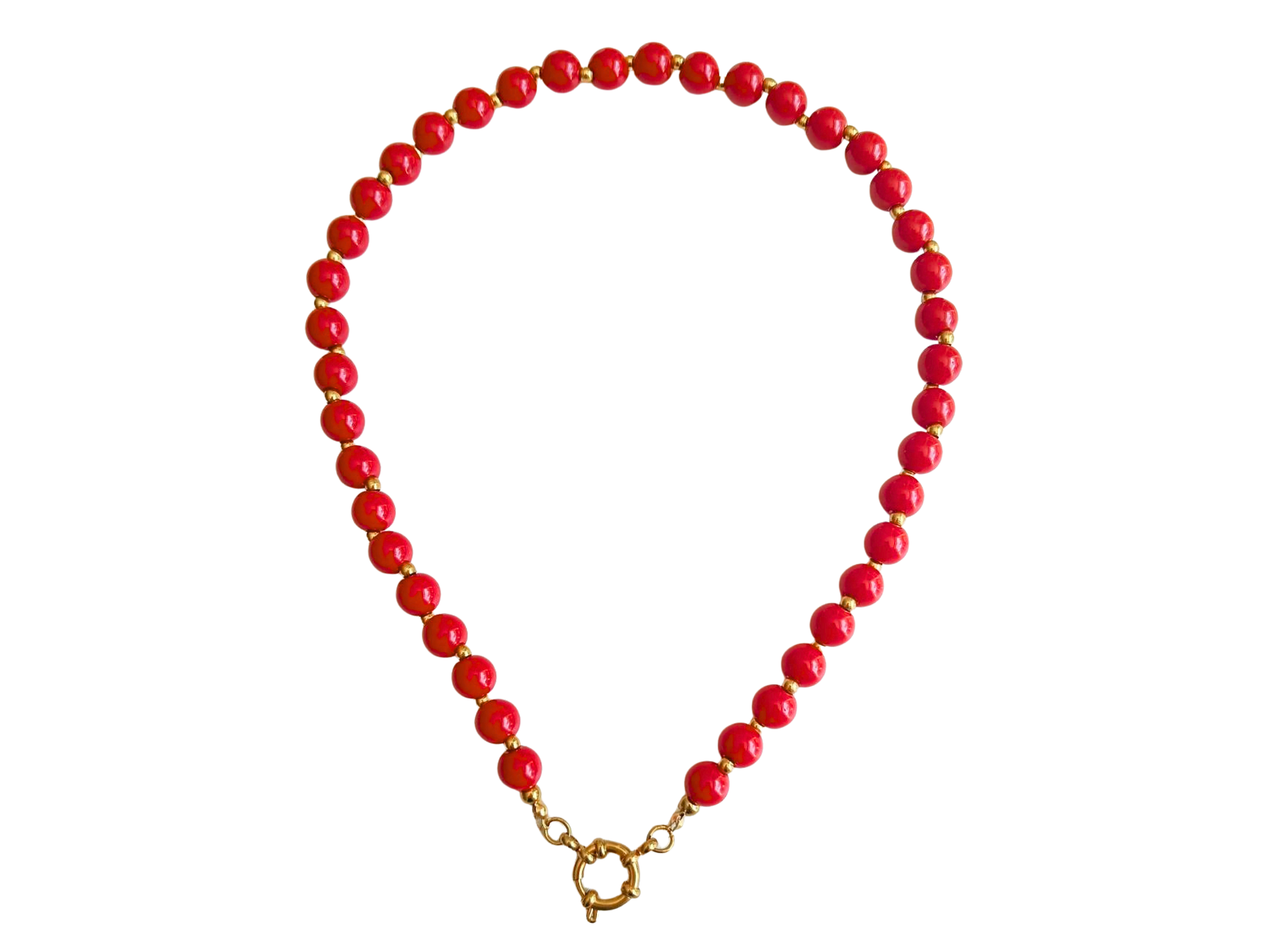 Gargantilla choker jade rojo natural chapado en oro 18k Terranova 1