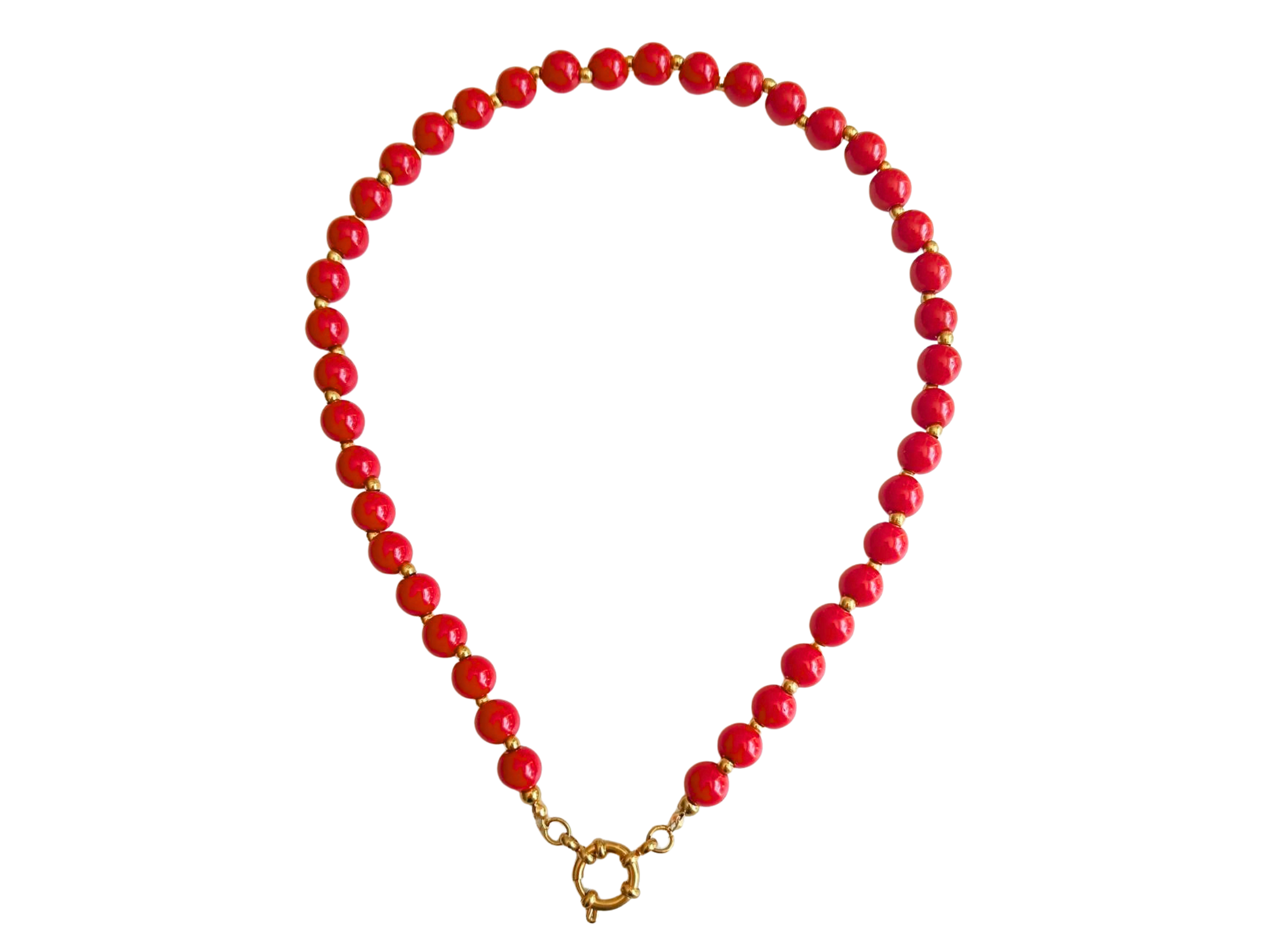 Gargantilla choker jade rojo natural chapado en oro 18k Terranova 1