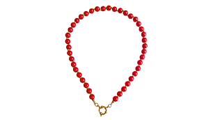 Gargantilla choker jade rojo natural chapado en oro 18k Terranova