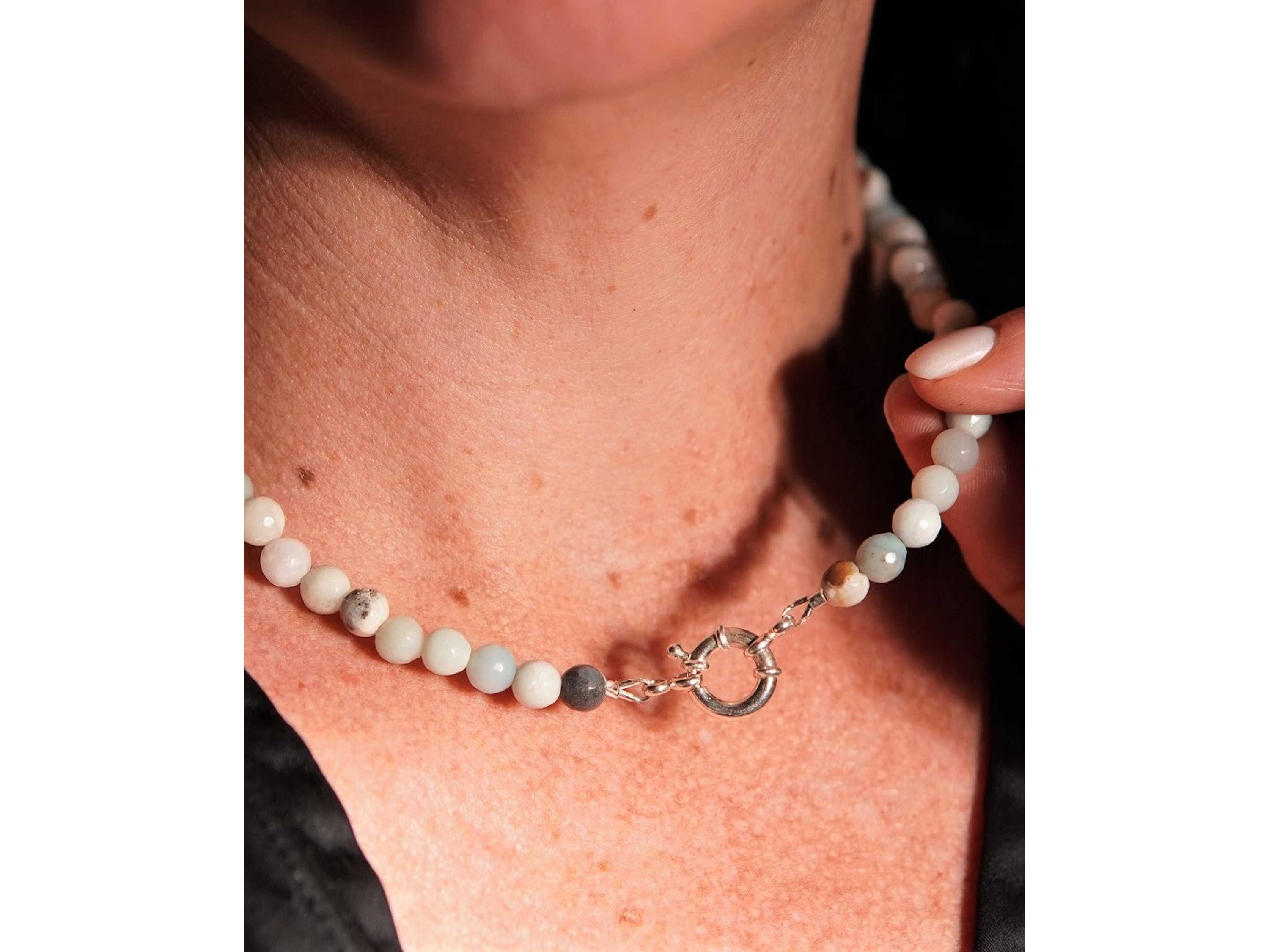 Gargantilla choker amazonita natural plata 925 Terranova 3