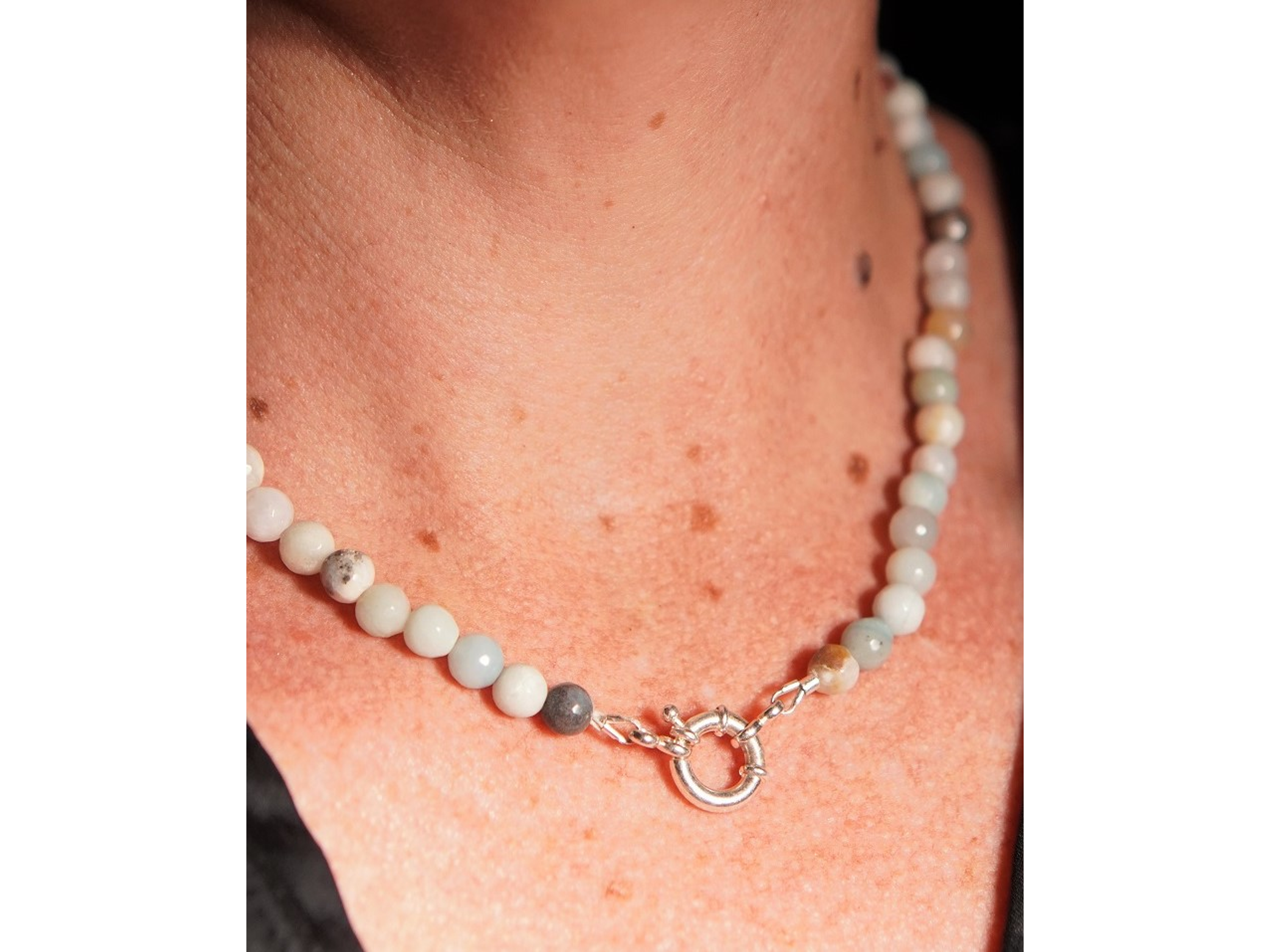 Gargantilla choker amazonita natural plata 925 Terranova 6