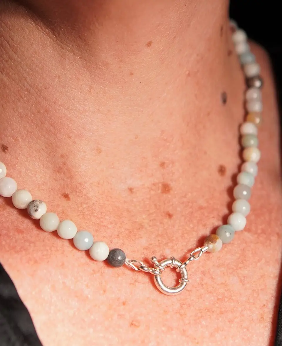 Gargantilla choker amazonita natural plata 925 Terranova 6