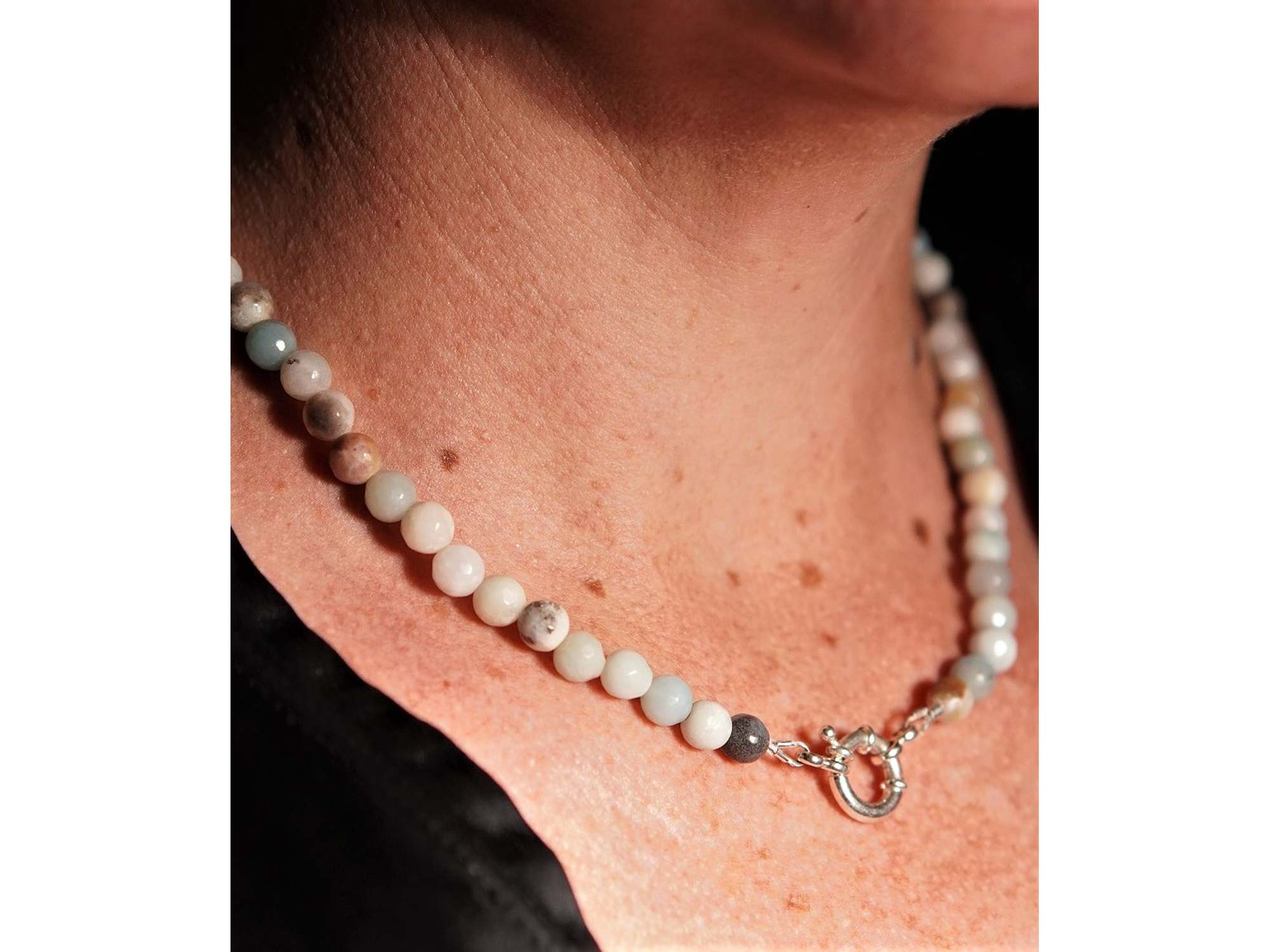 Gargantilla choker amazonita natural plata 925 Terranova 10