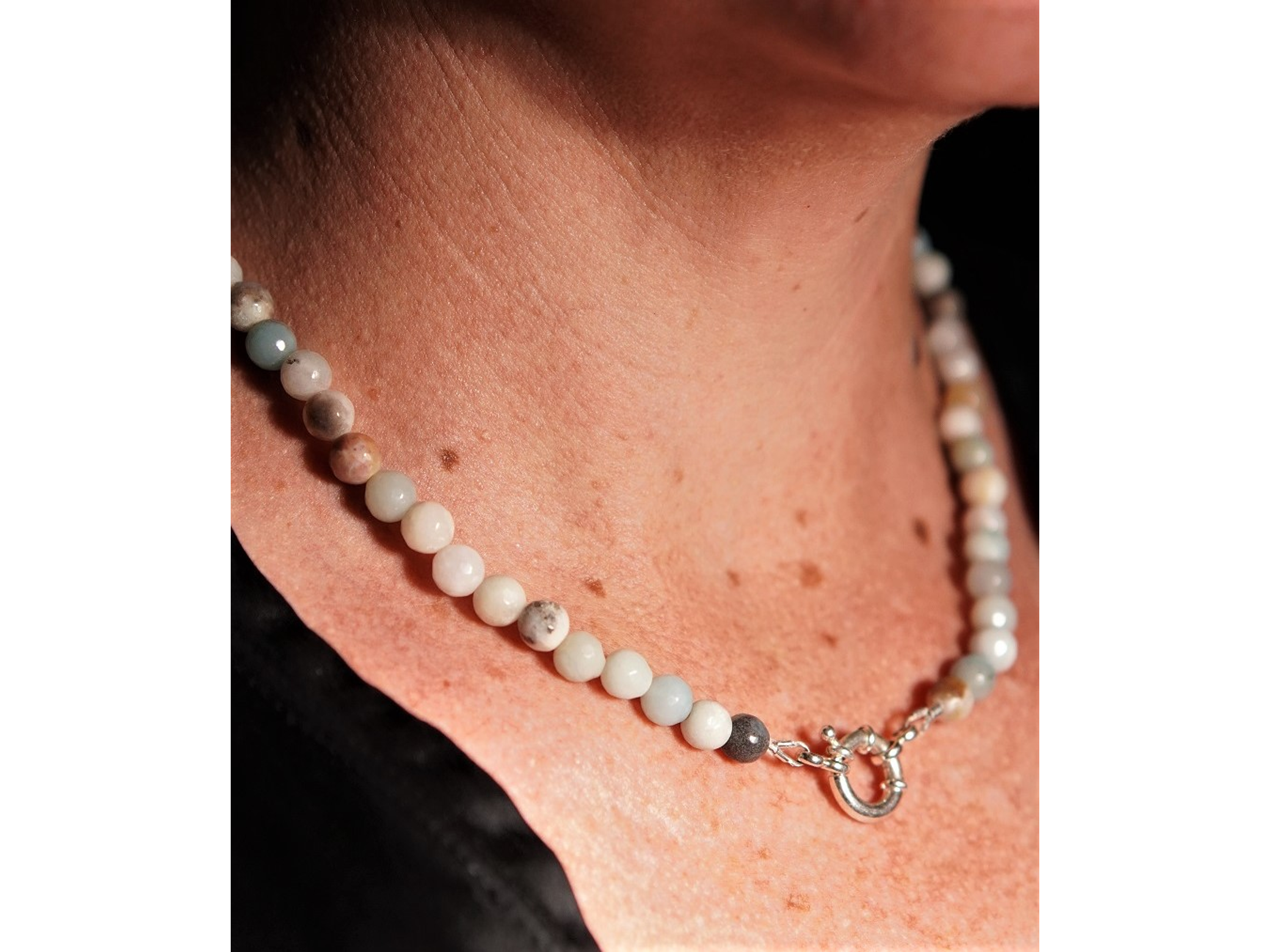 Gargantilla choker amazonita natural plata 925 Terranova 10