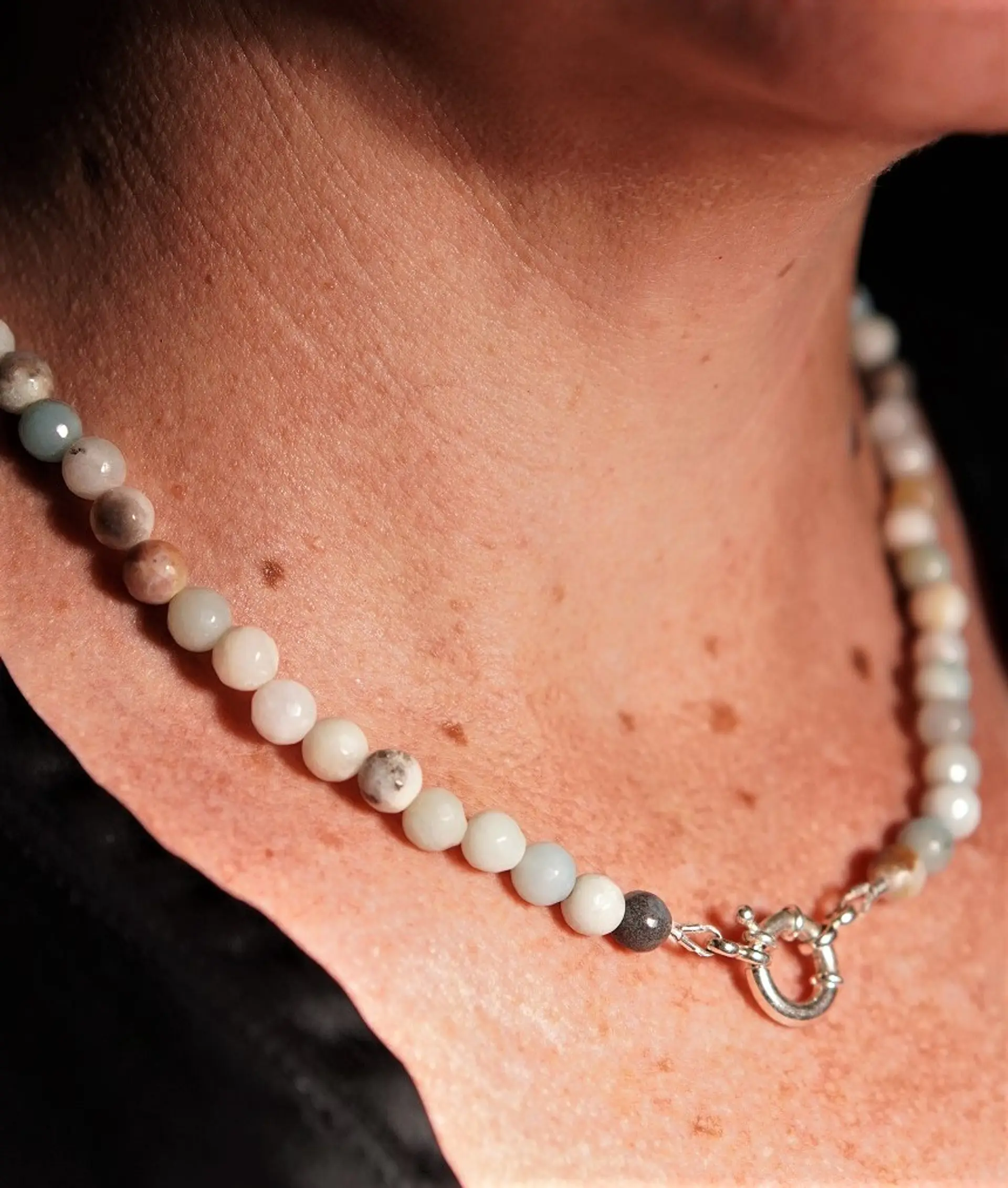 Gargantilla choker amazonita natural plata 925 Terranova 10