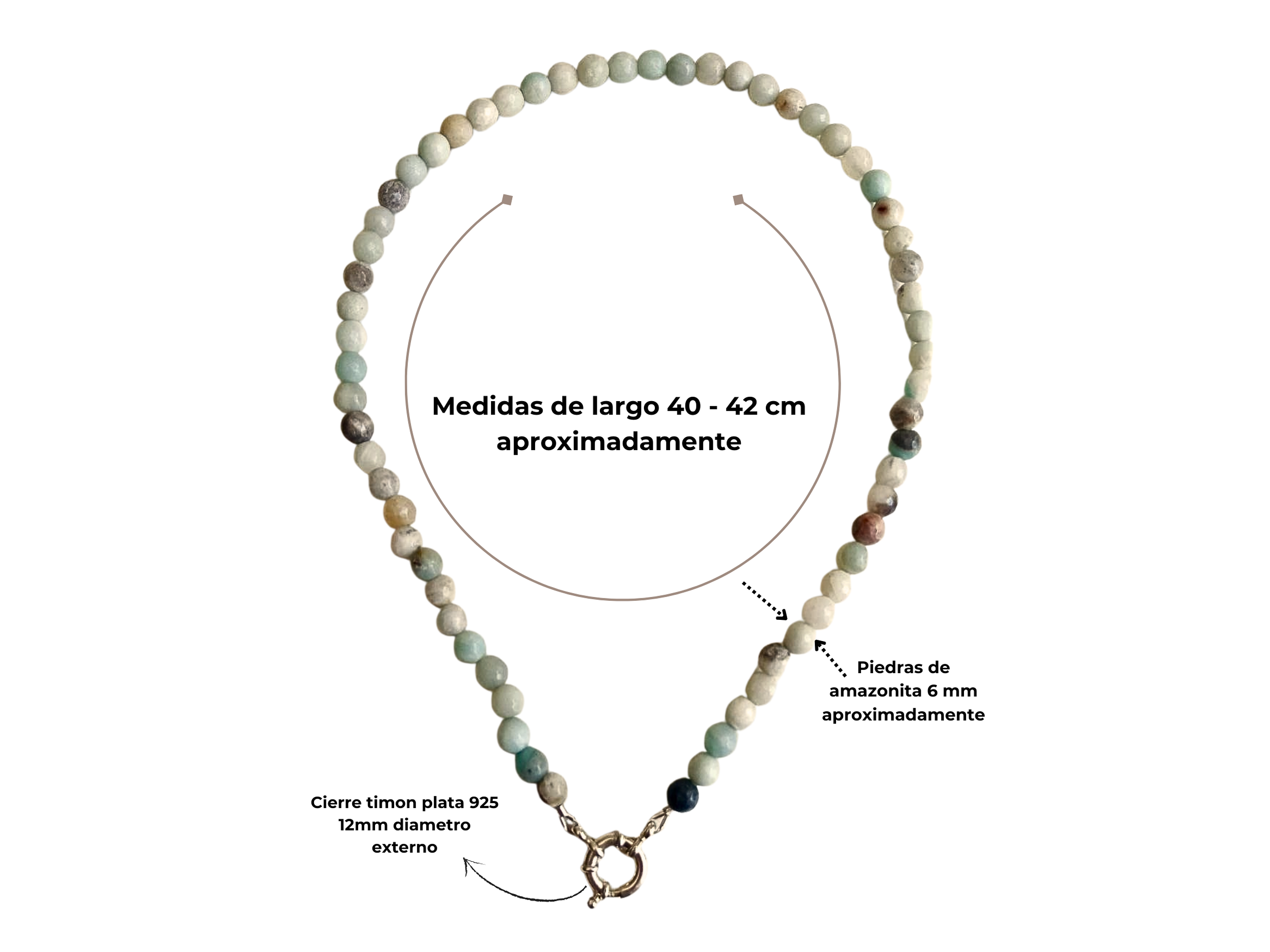 Gargantilla choker amazonita natural plata 925 Terranova 4