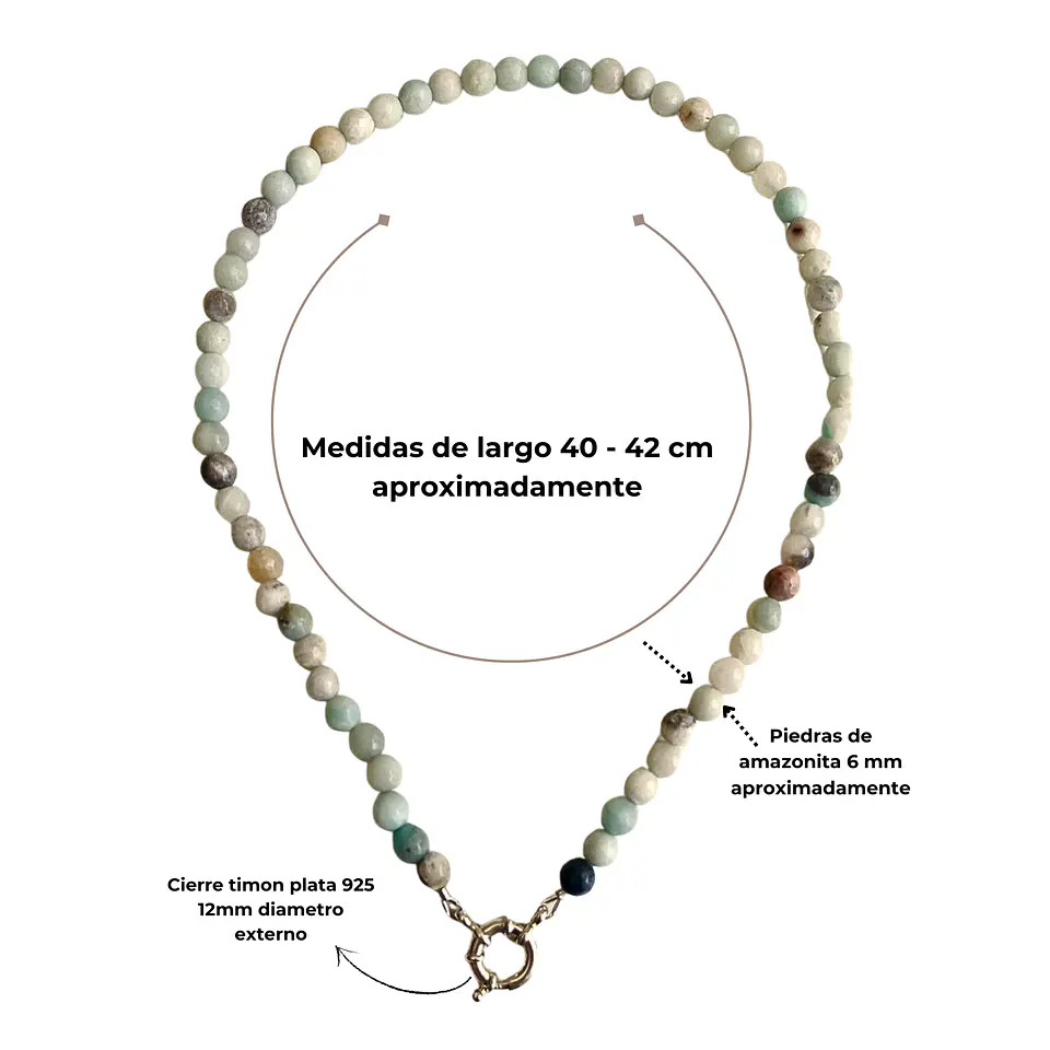 Gargantilla choker amazonita natural plata 925 Terranova 4