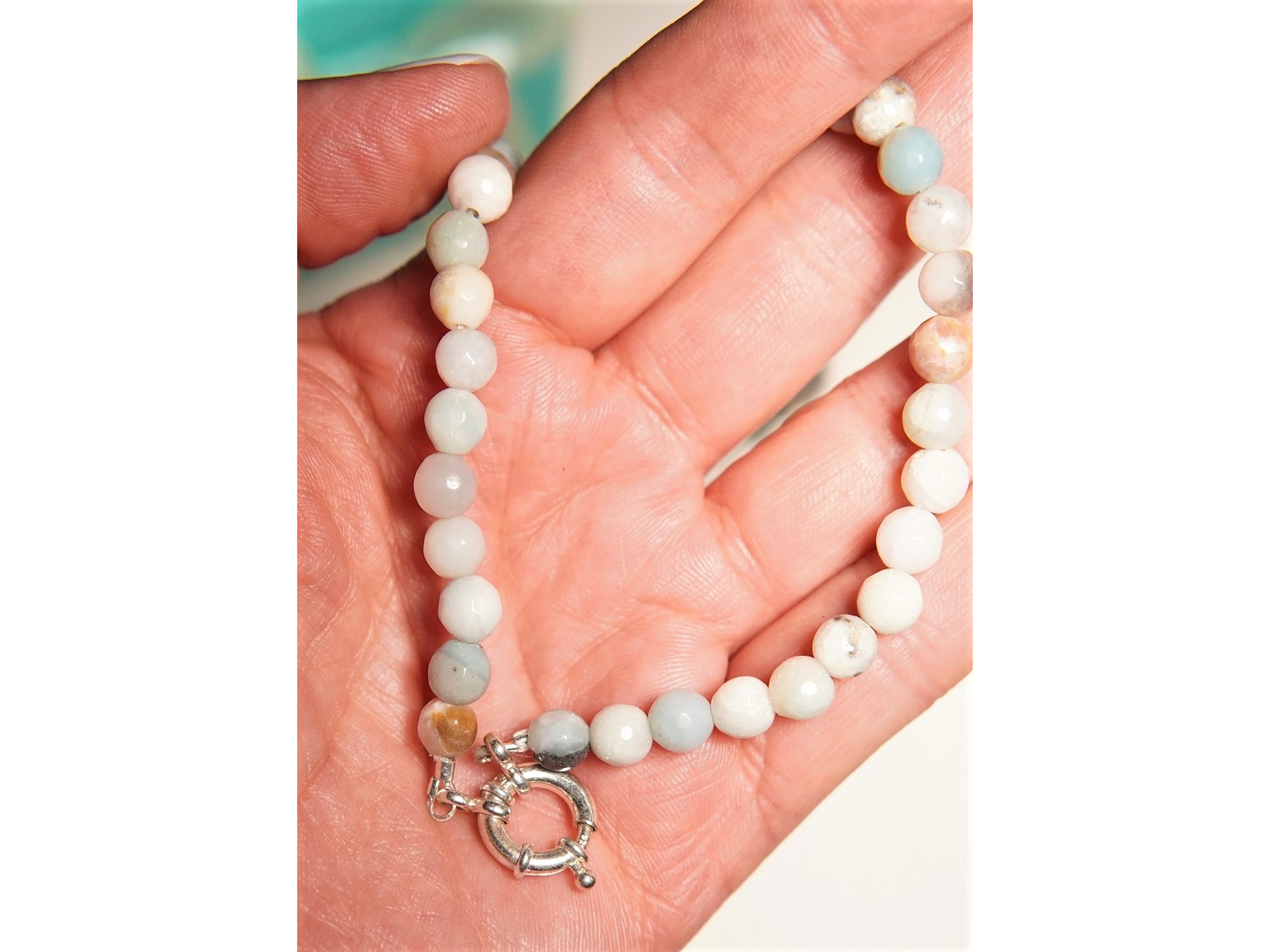 Gargantilla choker amazonita natural plata 925 Terranova 7