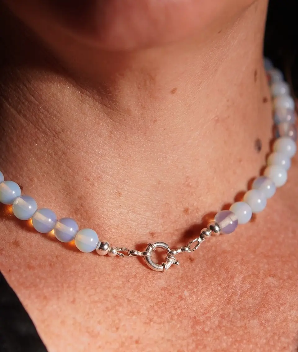 Gargantilla choker piedra luna natural plata 925 Terranova 9