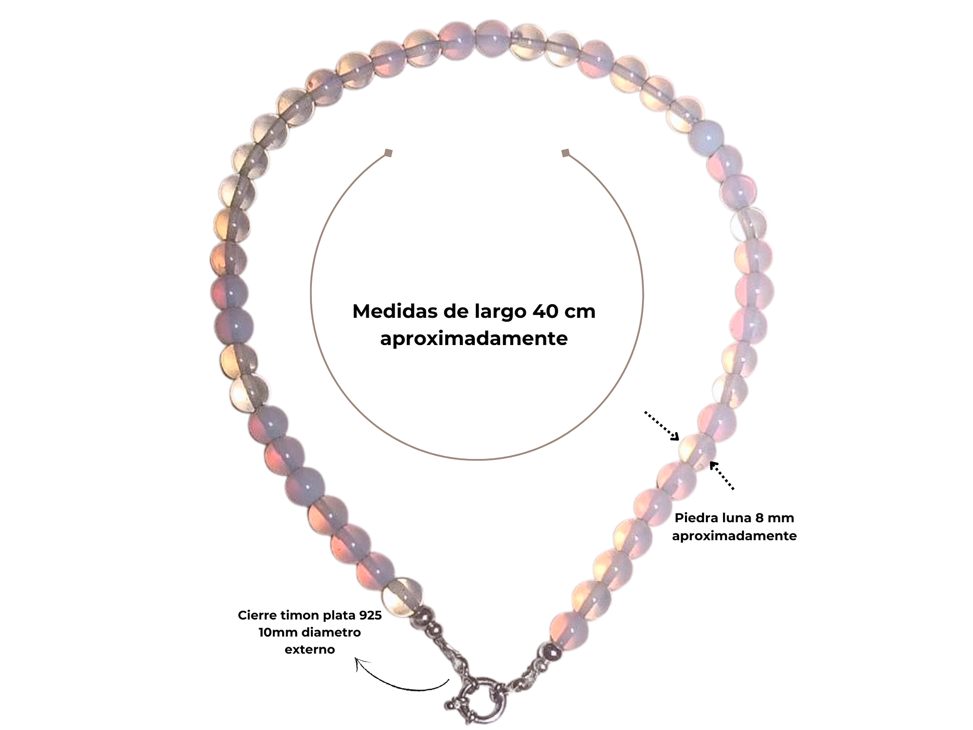 Gargantilla choker piedra luna natural plata 925 Terranova 4