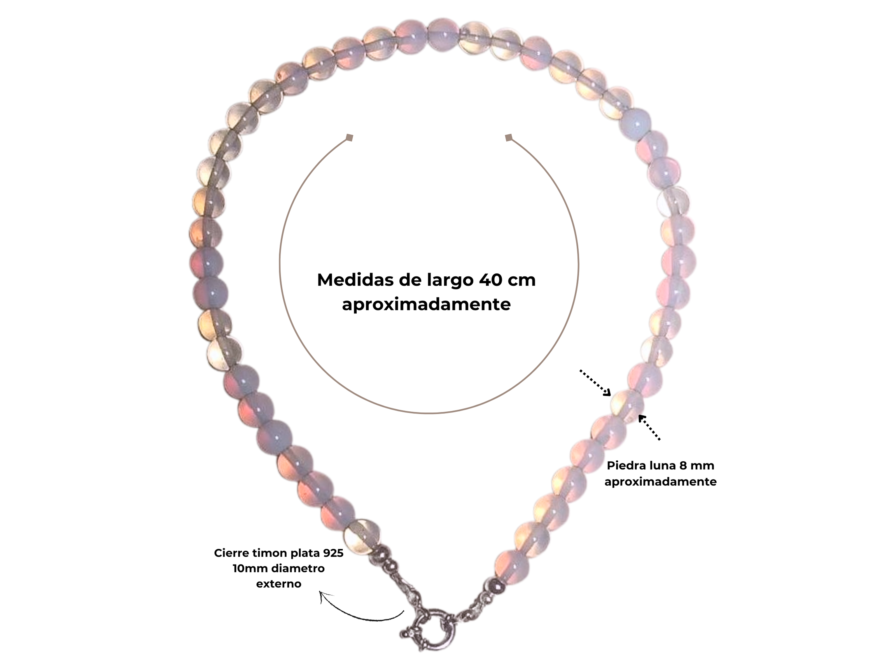 Gargantilla choker piedra luna natural plata 925 Terranova 4