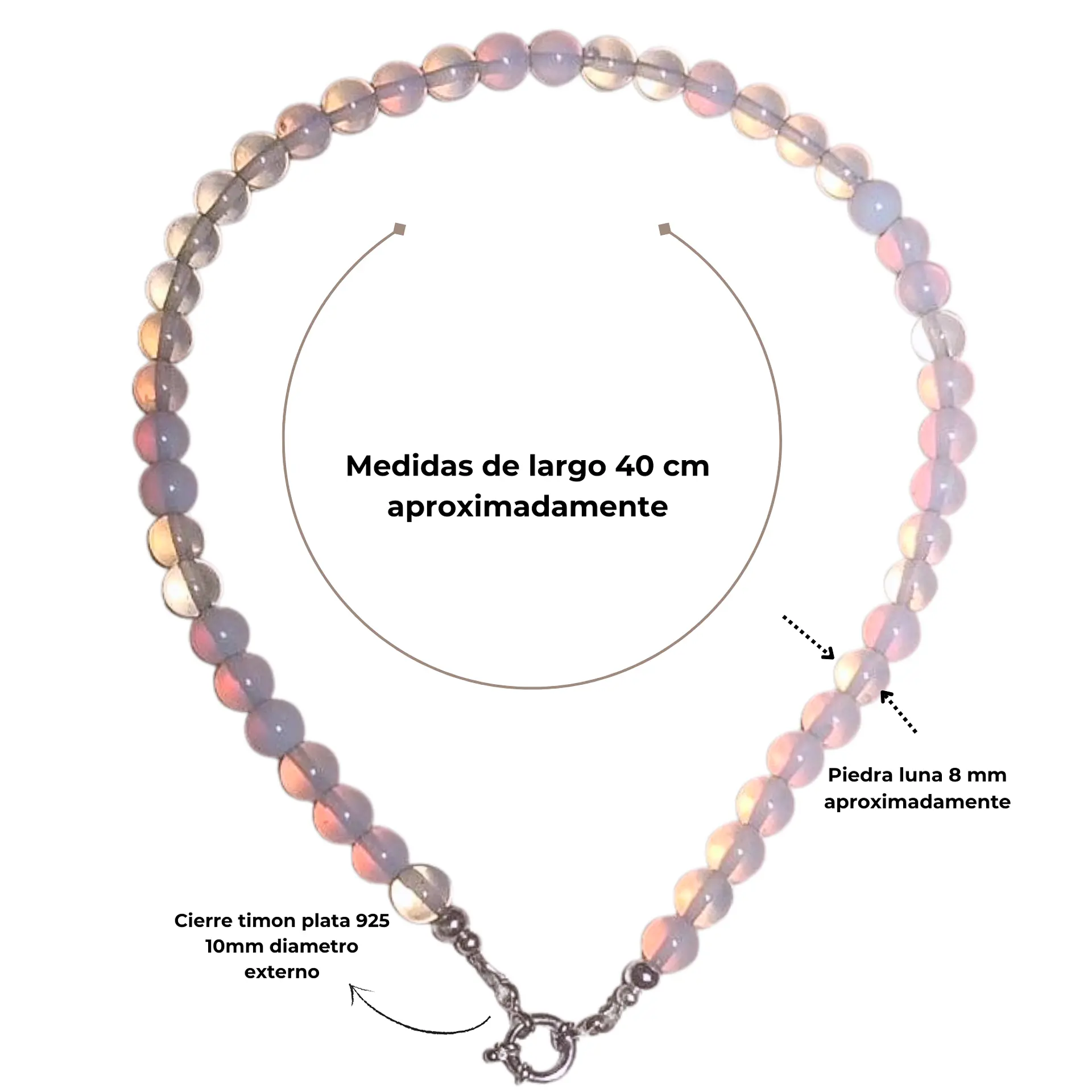 Gargantilla choker piedra luna natural plata 925 Terranova 4