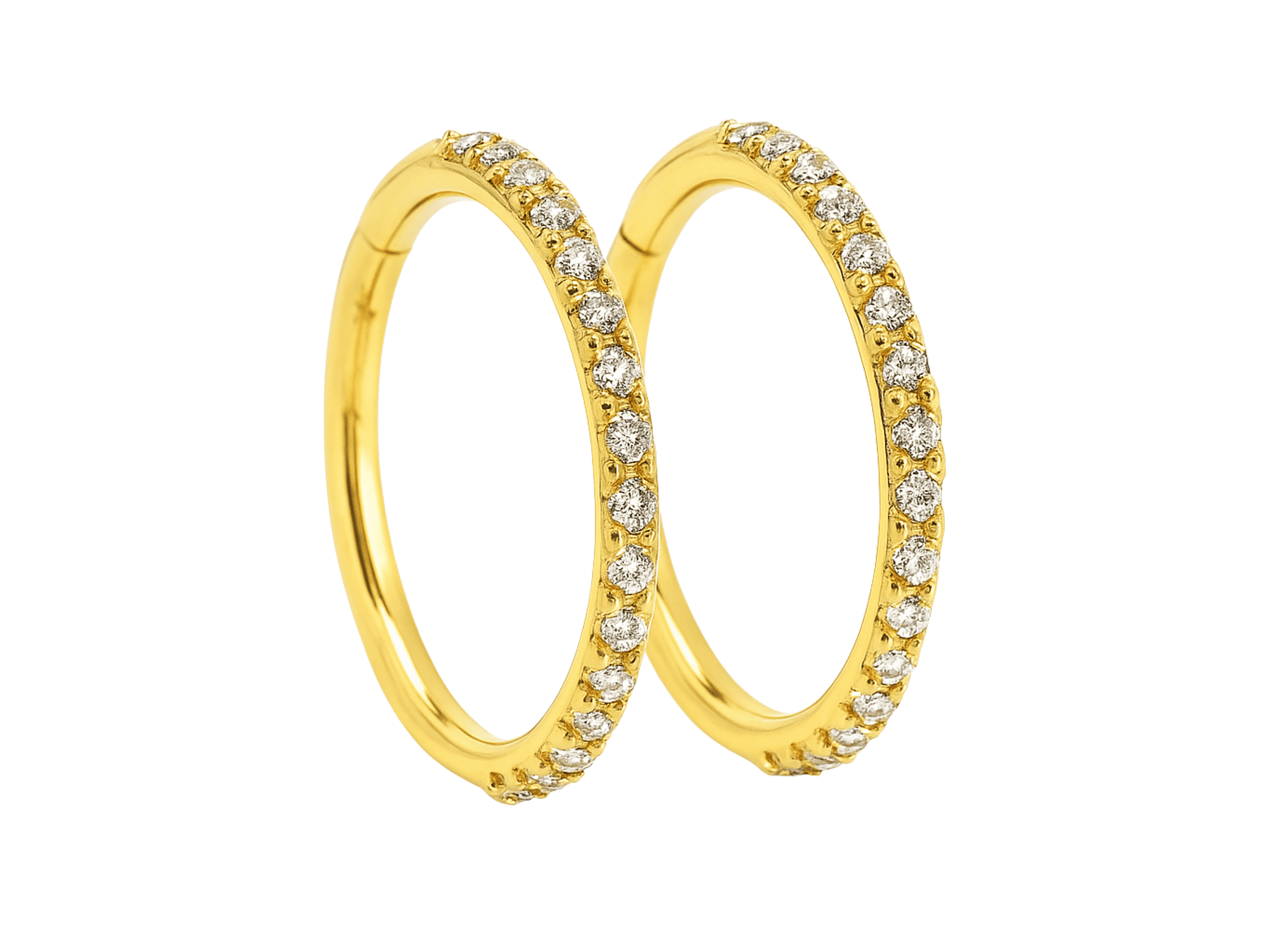 Argollas Huggies 8mm  16g Titanio F136 Zirconia Chapada Oro  9