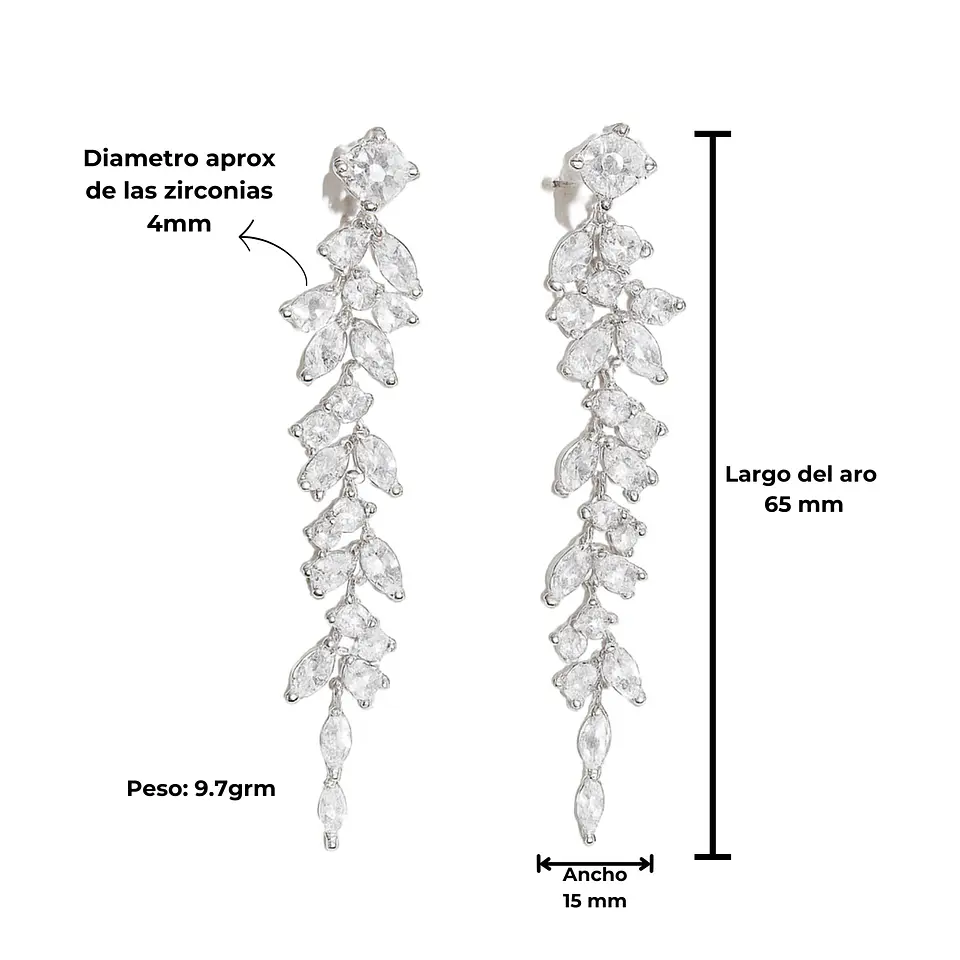 Aros largos Viviana sin perforacion zirconias fiesta 4