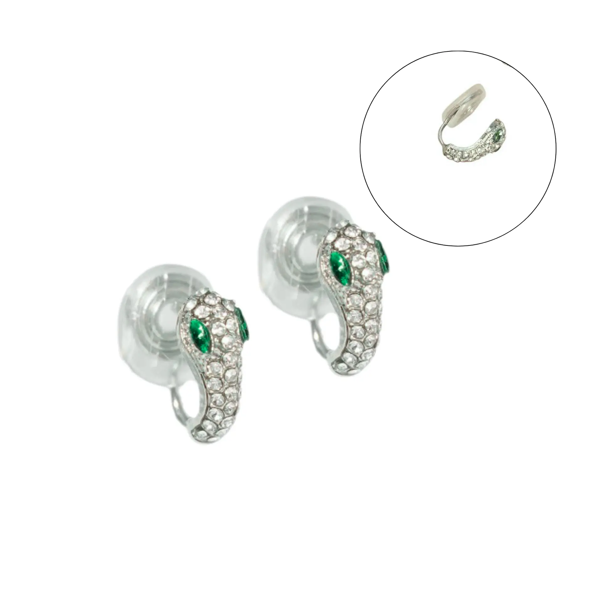 Aros sin perforacion serpiente Cleo clip zirconias verdes 1