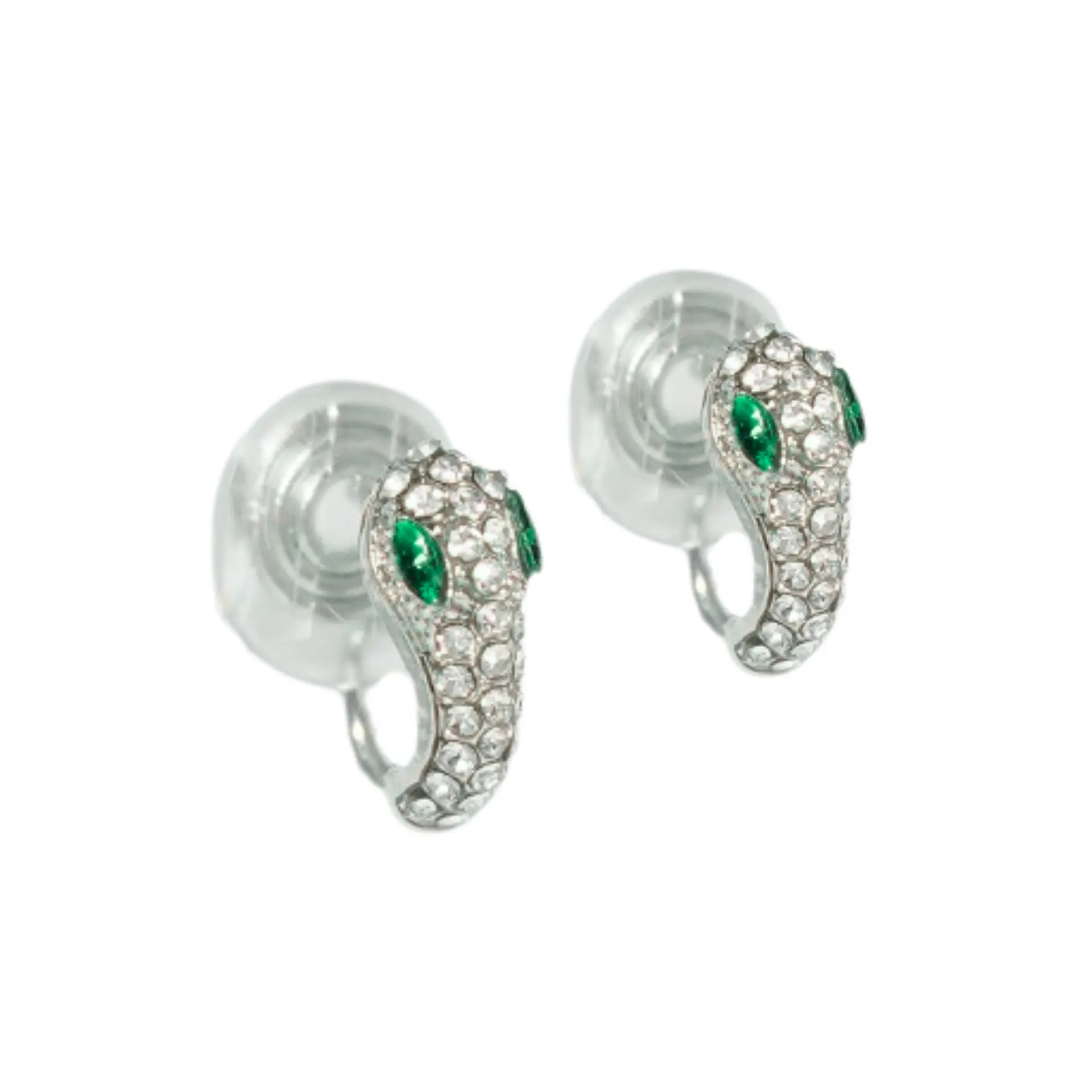 Aros sin perforacion serpiente Cleo clip zirconias verdes 9
