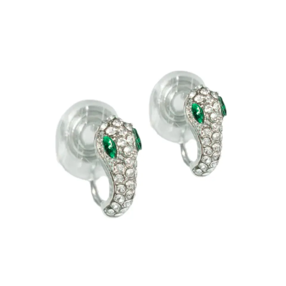 Aros sin perforacion serpiente Cleo clip zirconias verdes 9