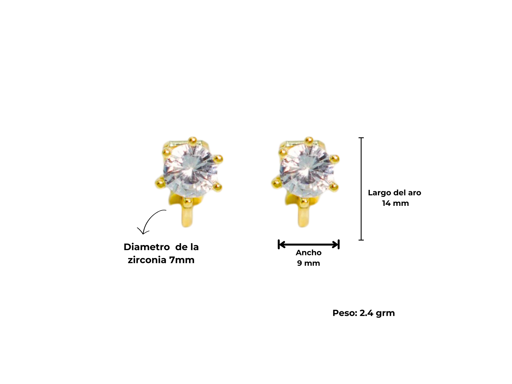 Aros Elizabeth punto de luz elegante chapado en oro 14k 4