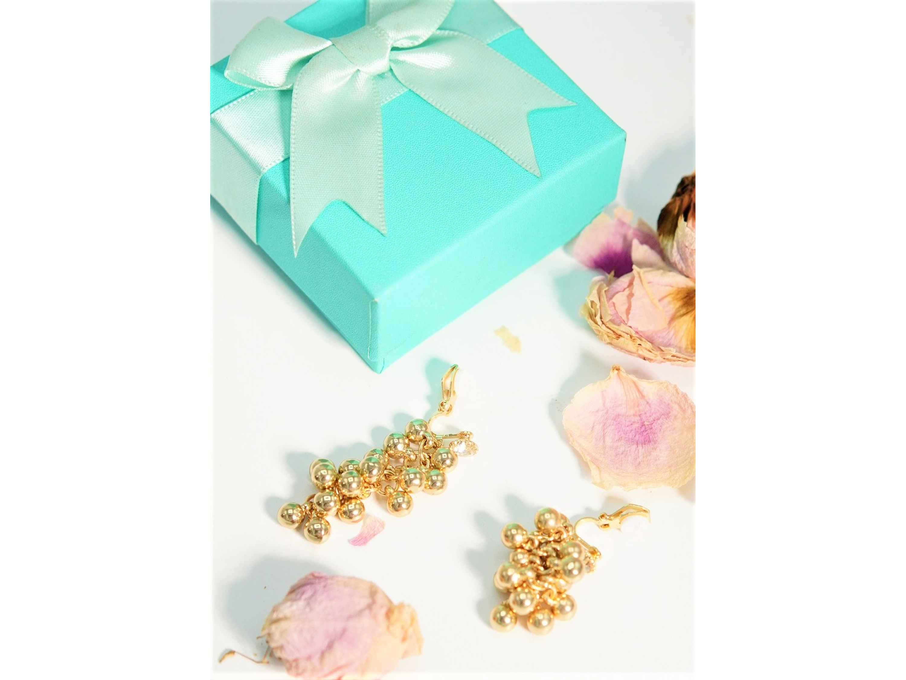 Aros largos Jade sin perforacion esferas cascada chapadas en oro 14k 3