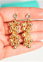 Aros largos Jade sin perforacion esferas cascada chapadas en oro 14k - Miniatura 6