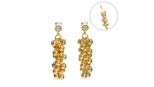 Aros largos Jade sin perforacion esferas cascada chapadas en oro 14k