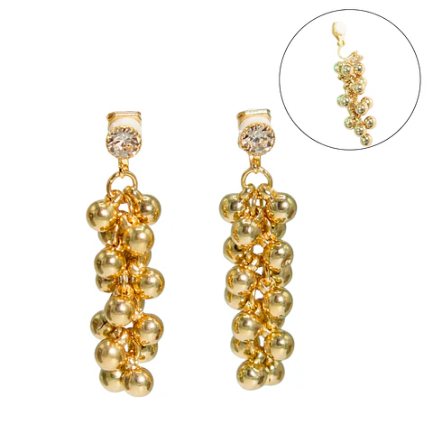 Aros largos Jade sin perforacion esferas cascada chapadas en oro 14k