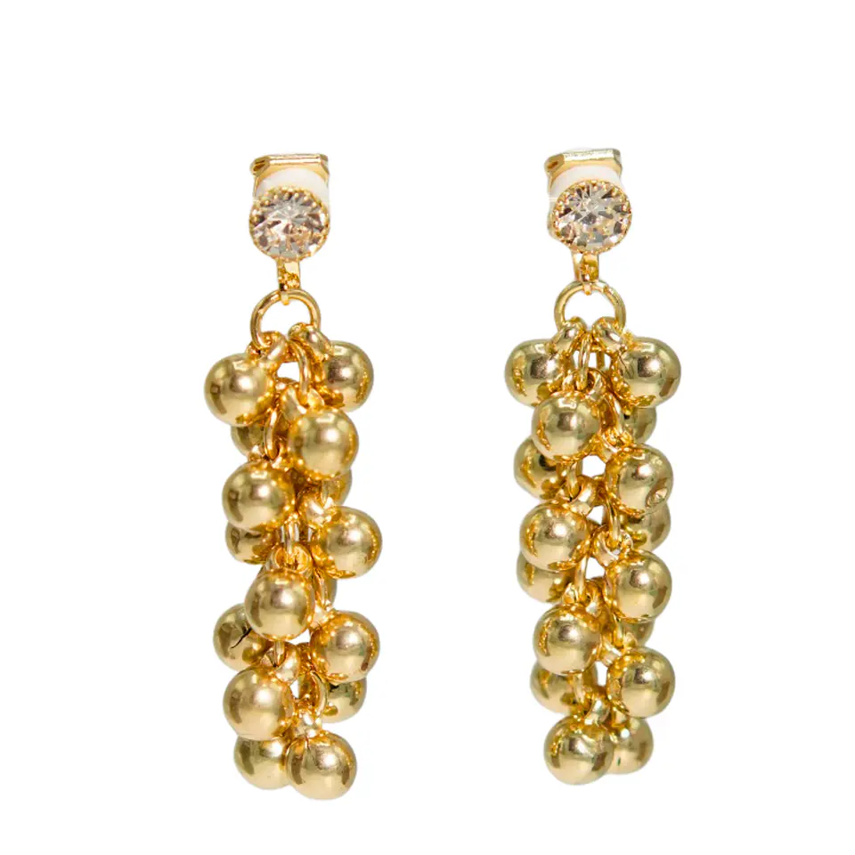 Aros largos Jade sin perforacion esferas cascada chapadas en oro 14k 9