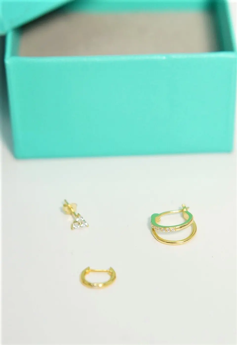 Pack de 3 aros argollas Lia plata 925 baño de oro 18k 2