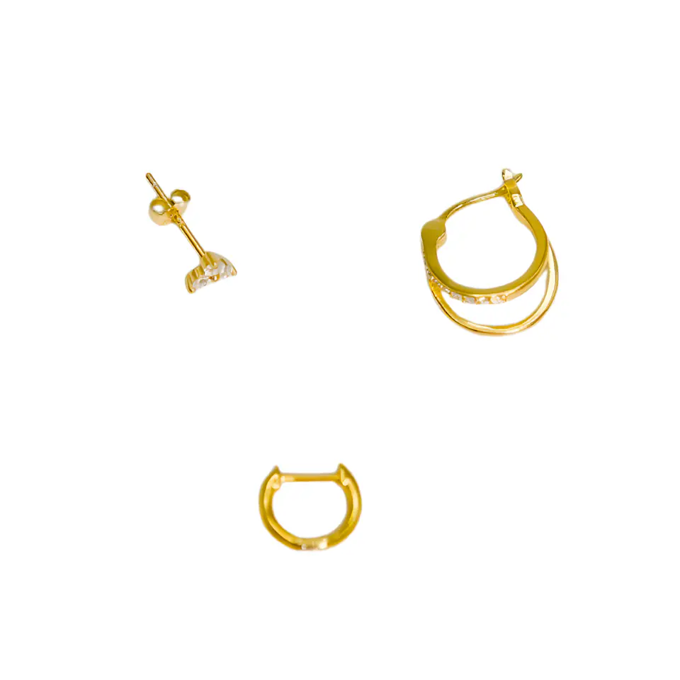 Pack de 3 aros argollas Lia plata 925 baño de oro 18k 8