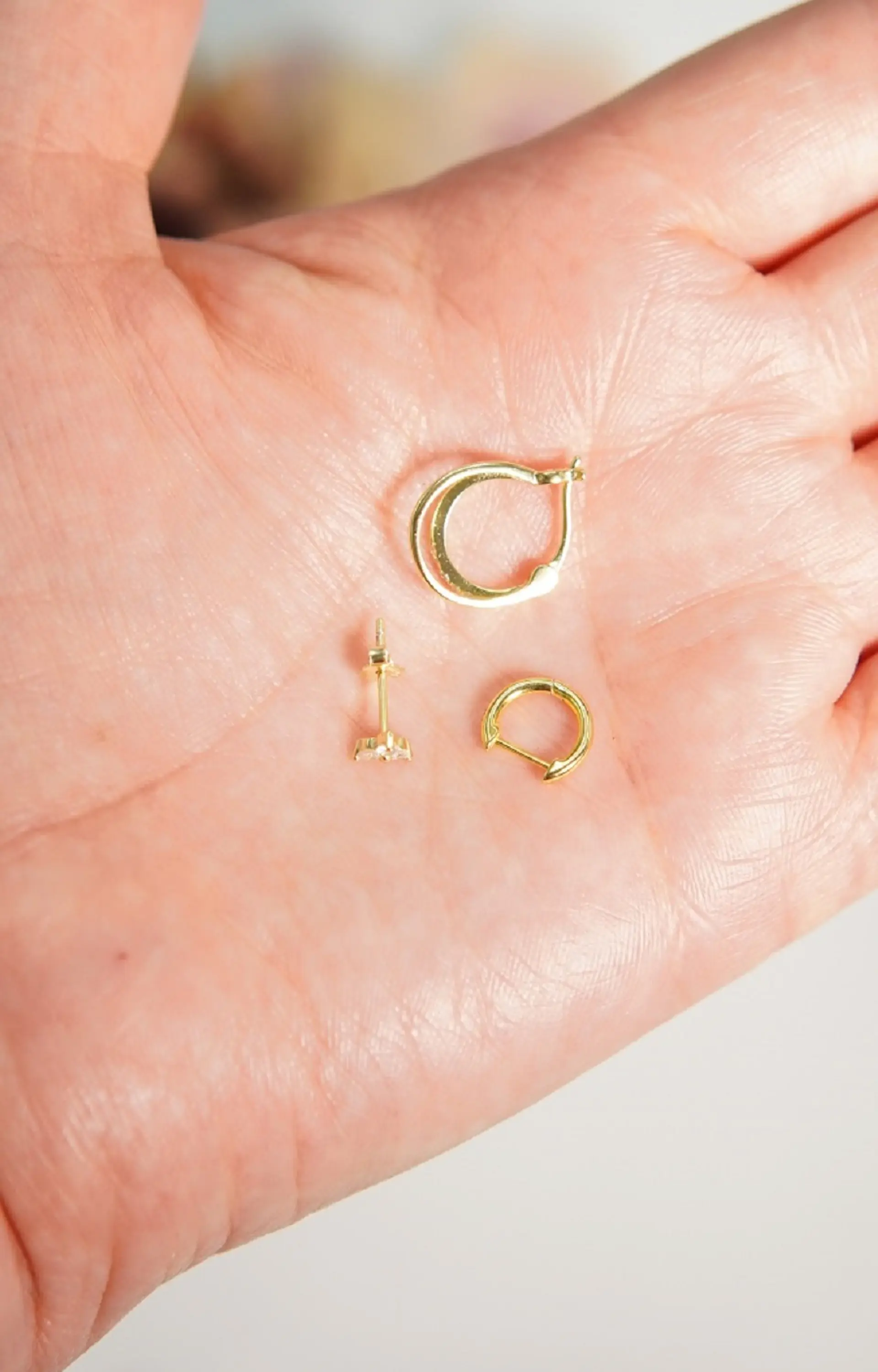 Pack de 3 aros argollas Lia plata 925 baño de oro 18k 9