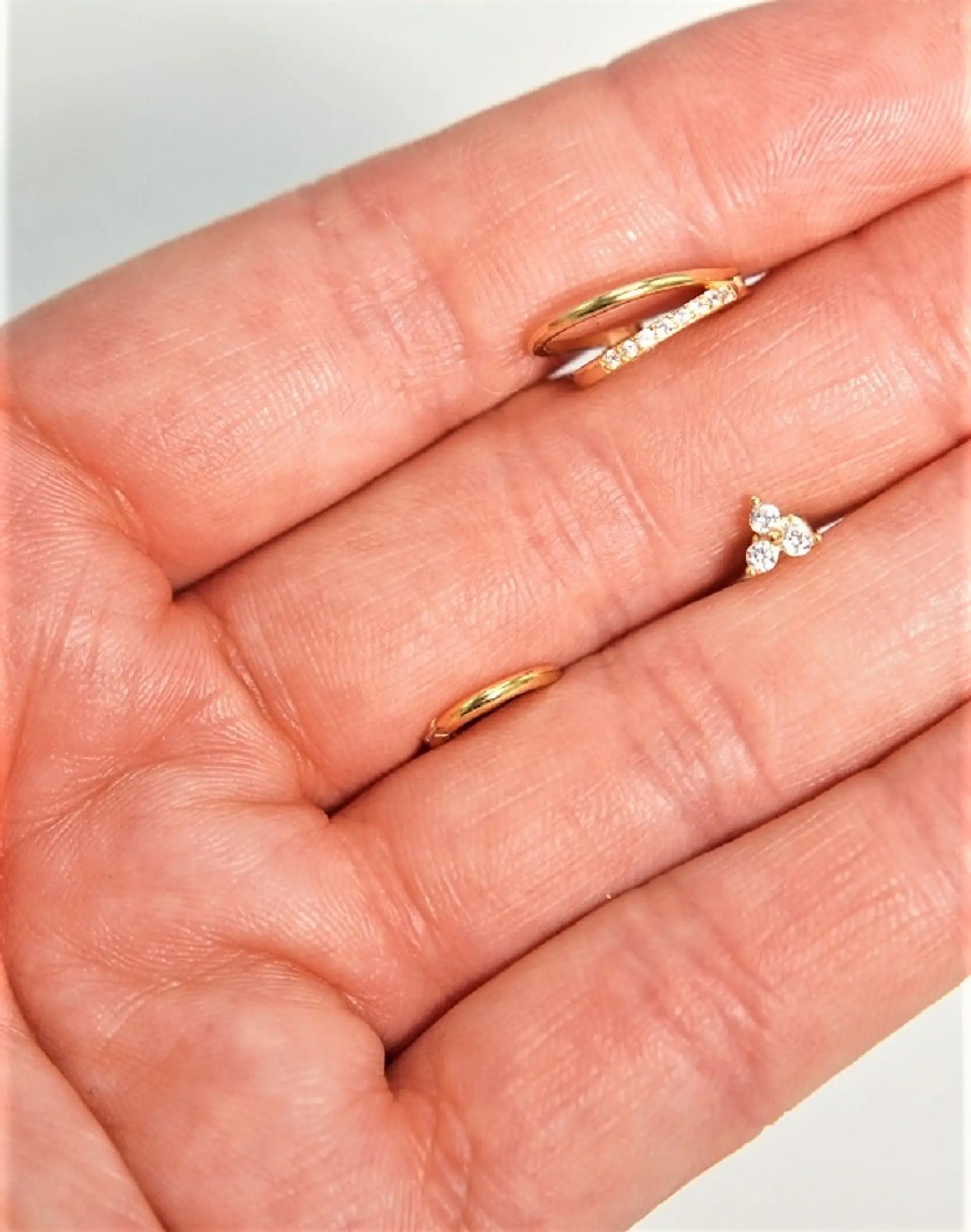 Pack de 3 aros argollas Lia plata 925 baño de oro 18k 6