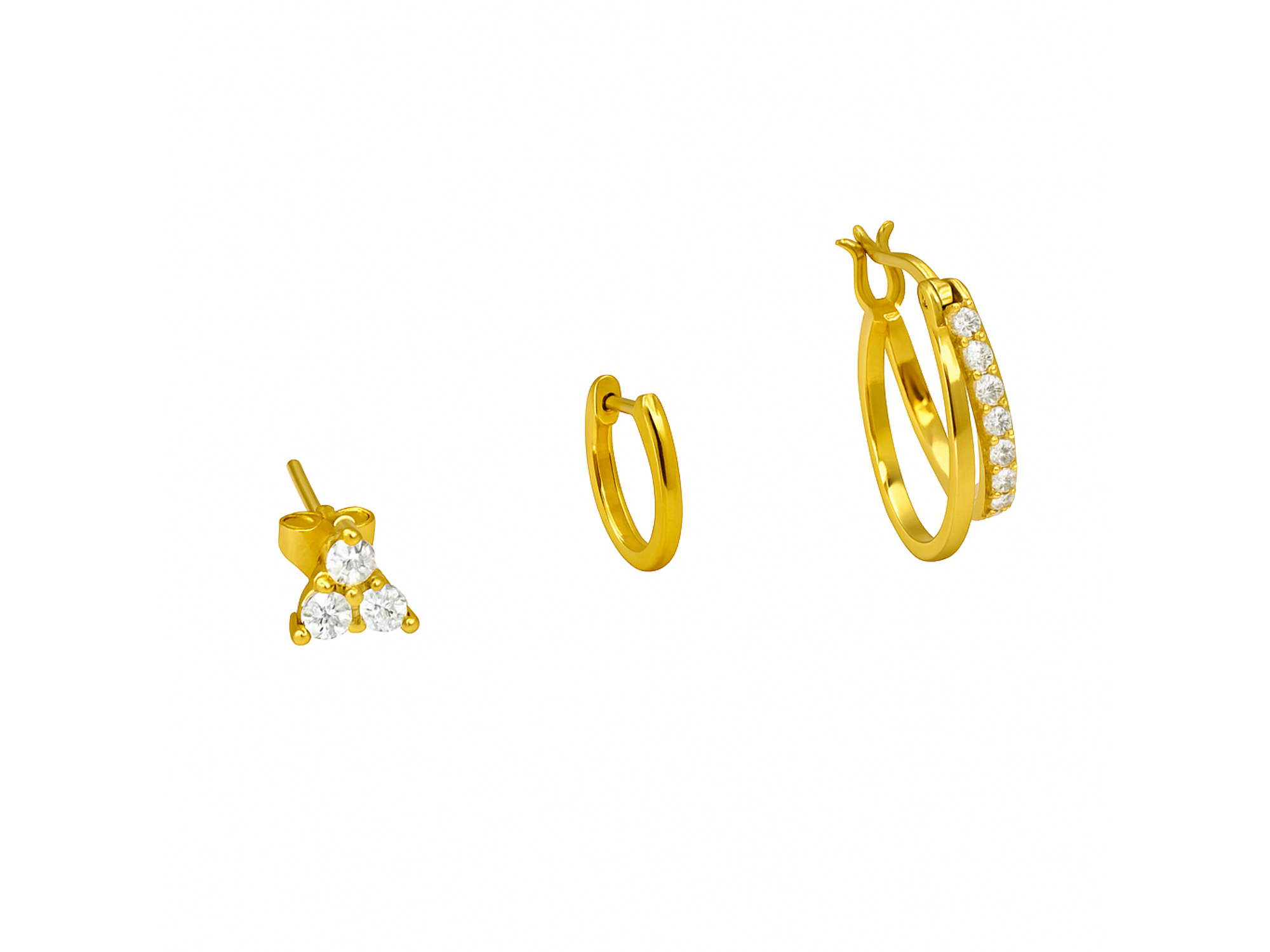 Pack de 3 aros Lia plata 925 baño de oro 18k 1